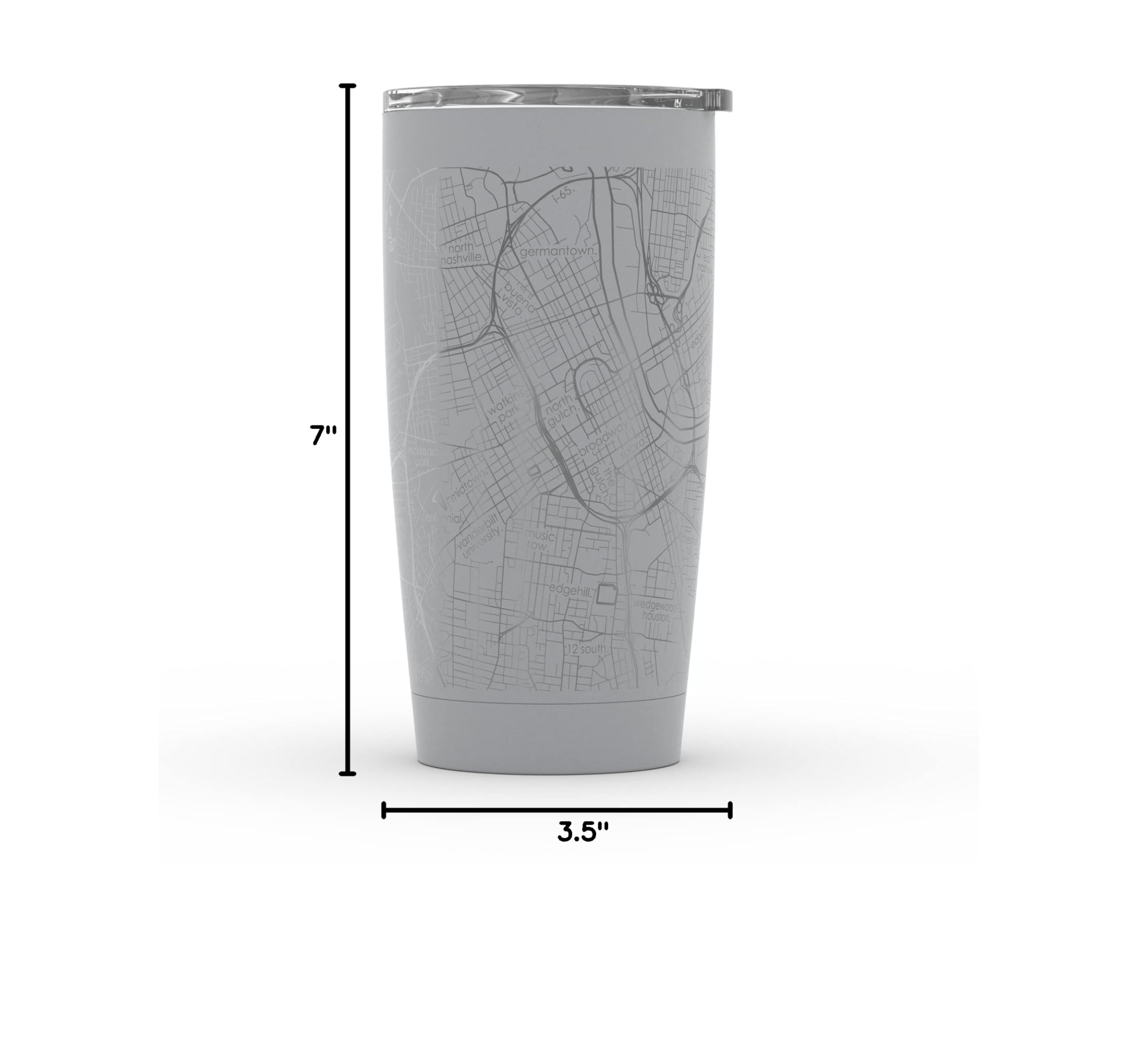 Personalized Nashville Tennessee Map Stainless Steel Tumbler - 20oz Insulated Travel Mug with Etched City Design (Dockside Gray) - Perfect for Coffee, Tea & Outdoor Adventures