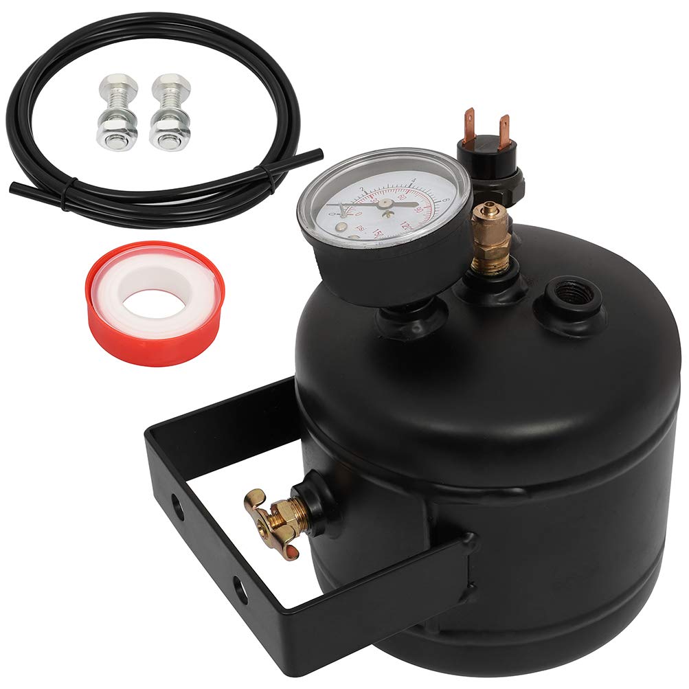 2 Liter (0.5 Gallon) 5 Port Air Suspension Bag with Train Horn Tank - Heavy Duty Air Ride System for Semi Trucks, Trailers & Custom Vehicles
