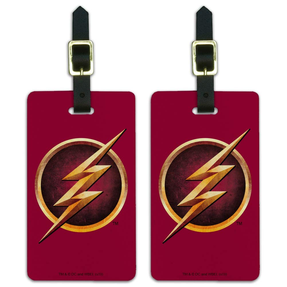 The Flash TV Series Logo Luggage ID Tags - Set of 2 Personalized Suitcase Tags for Carry-On Bags, Travel Accessories for Fans - Perfect for Airports, Business Trips & Superhero Themed Travel
