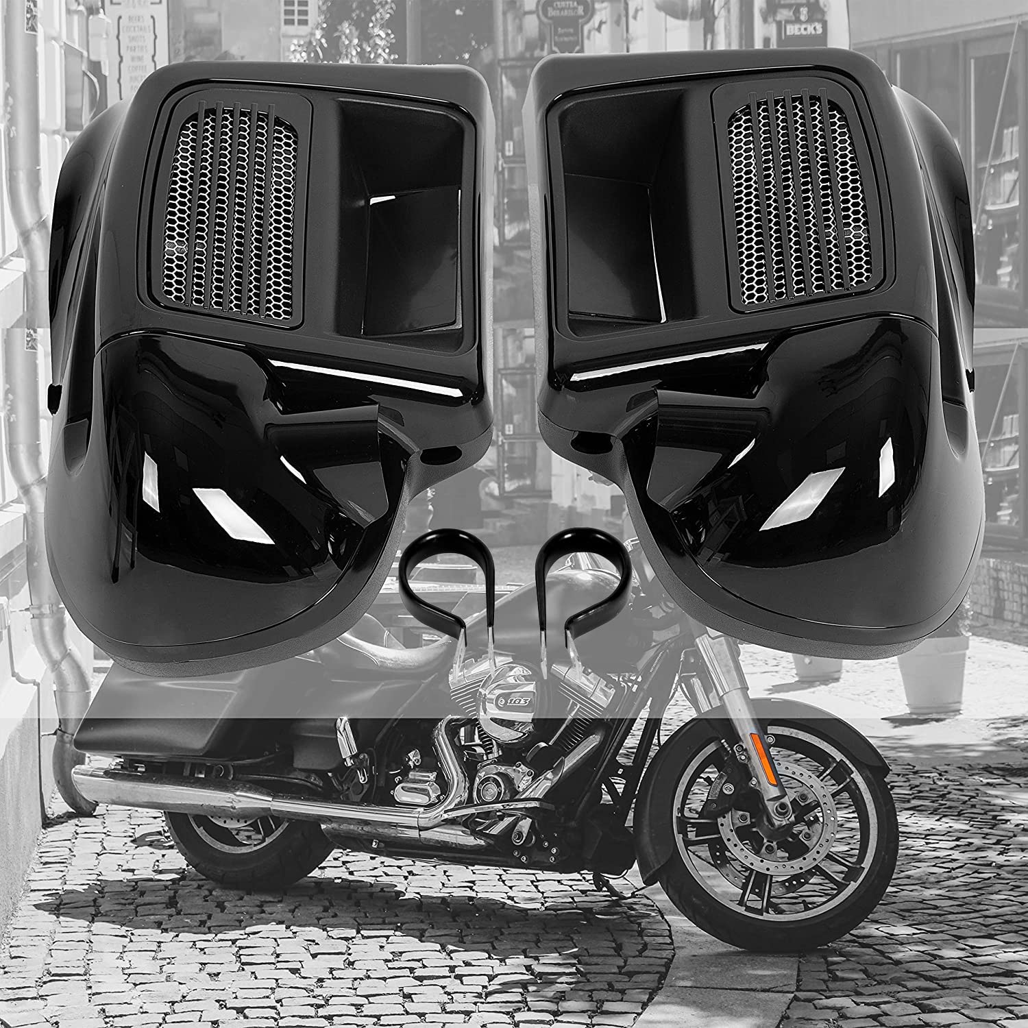 KUAFU Lower Vented Leg Fairing for 2014-2020 Harley-Davidson Touring Bikes with Water-Cooled System - Vivid Black - Enhances Airflow & Comfort for Long Rides