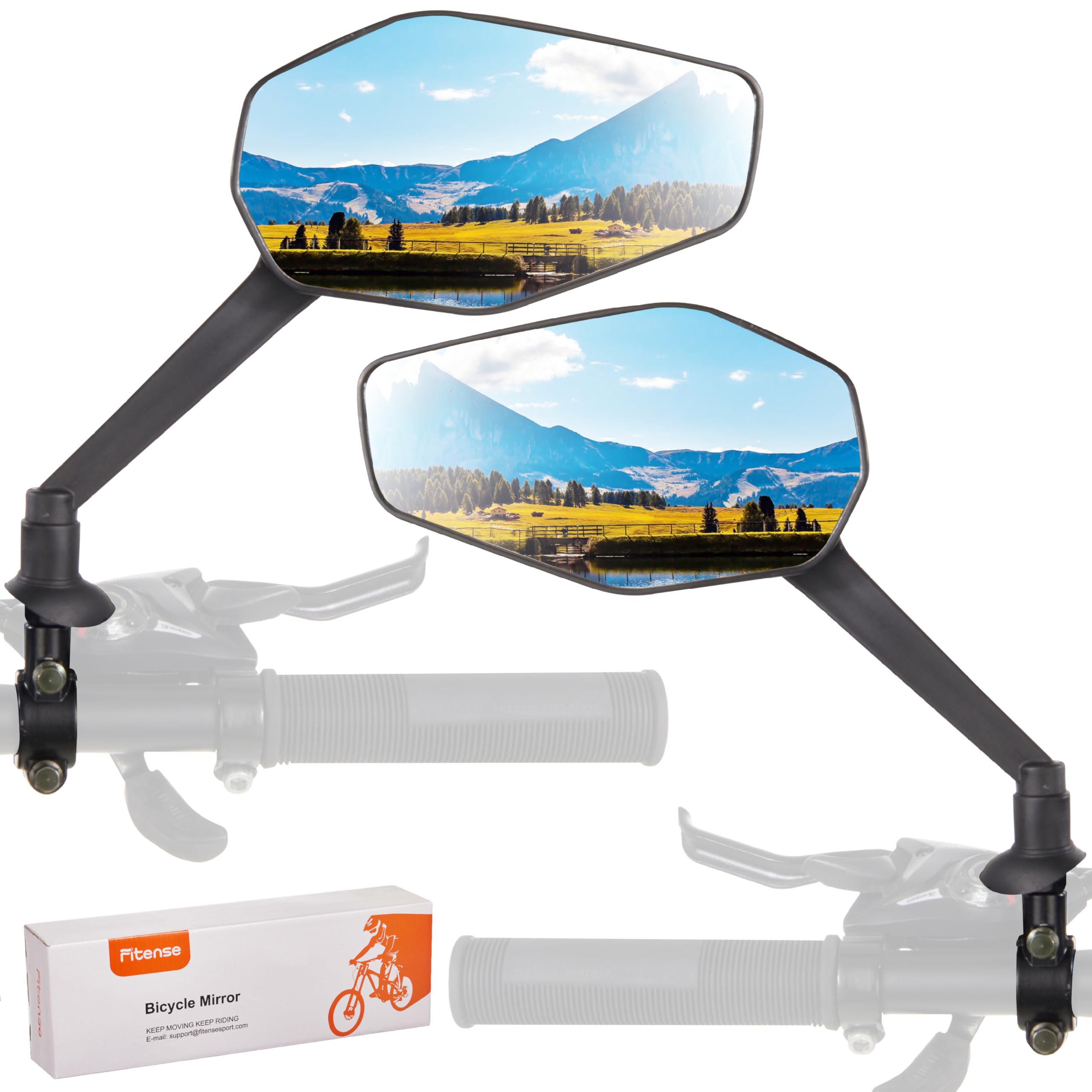 2 Pack Bike Mirror - 360° Adjustable Handlebar Mount Safety Rear View Mirror with Scratch Resistant Glass Lens - Fits Mountain Bikes, Road Bikes, E-Bikes & Scooters - Perfect for Commuting, Cycling Safety & Urban Riding