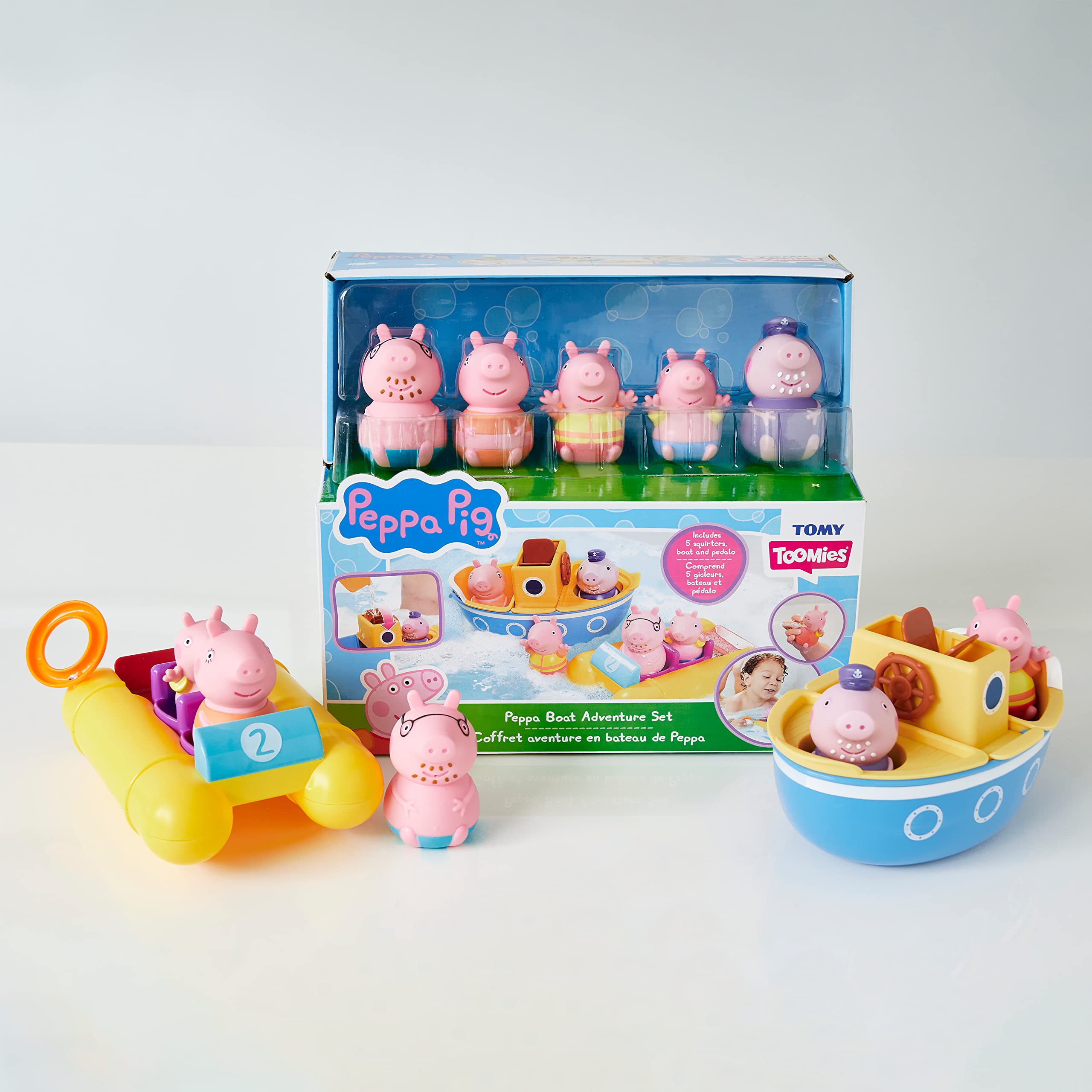 Peppa Pig Bath Toys Set - 2 Boat Toys & 5 Figures for Toddlers 18+ Months | Water Play, Bathtime Fun & Pretend Play | Perfect Gift for Kids Birthday & Christmas