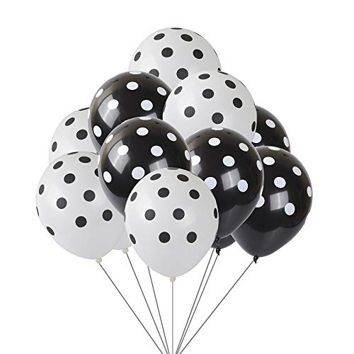 Polka Dot Latex Balloons 12 Inch - 100 PCS Black & White Party Balloons for Birthday, Wedding, Baby Shower Decorations - Perfect for Indoor & Outdoor Celebrations, Photo Backdrops, and Event Decor