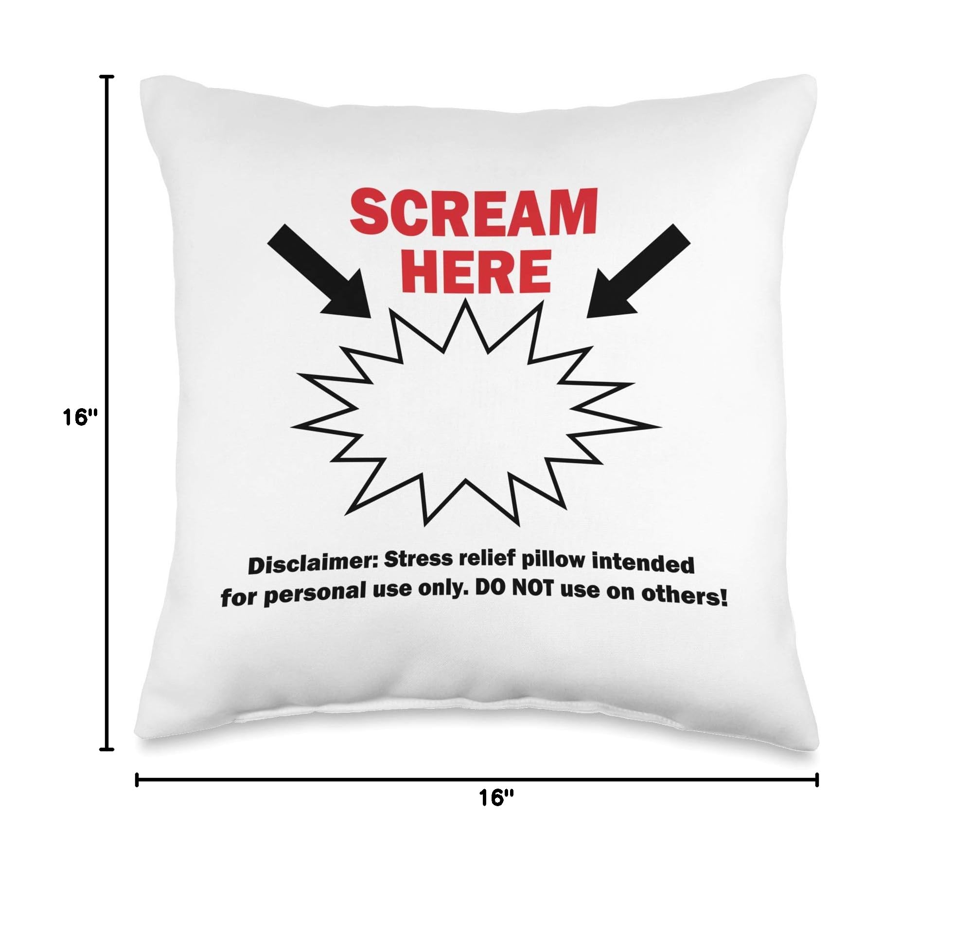 Funny Scream Here Gag Gift Throw Pillow - Decorative Couch Pillow for Home, Office & Party Prank - Perfect for Friends, Family & Pranksters