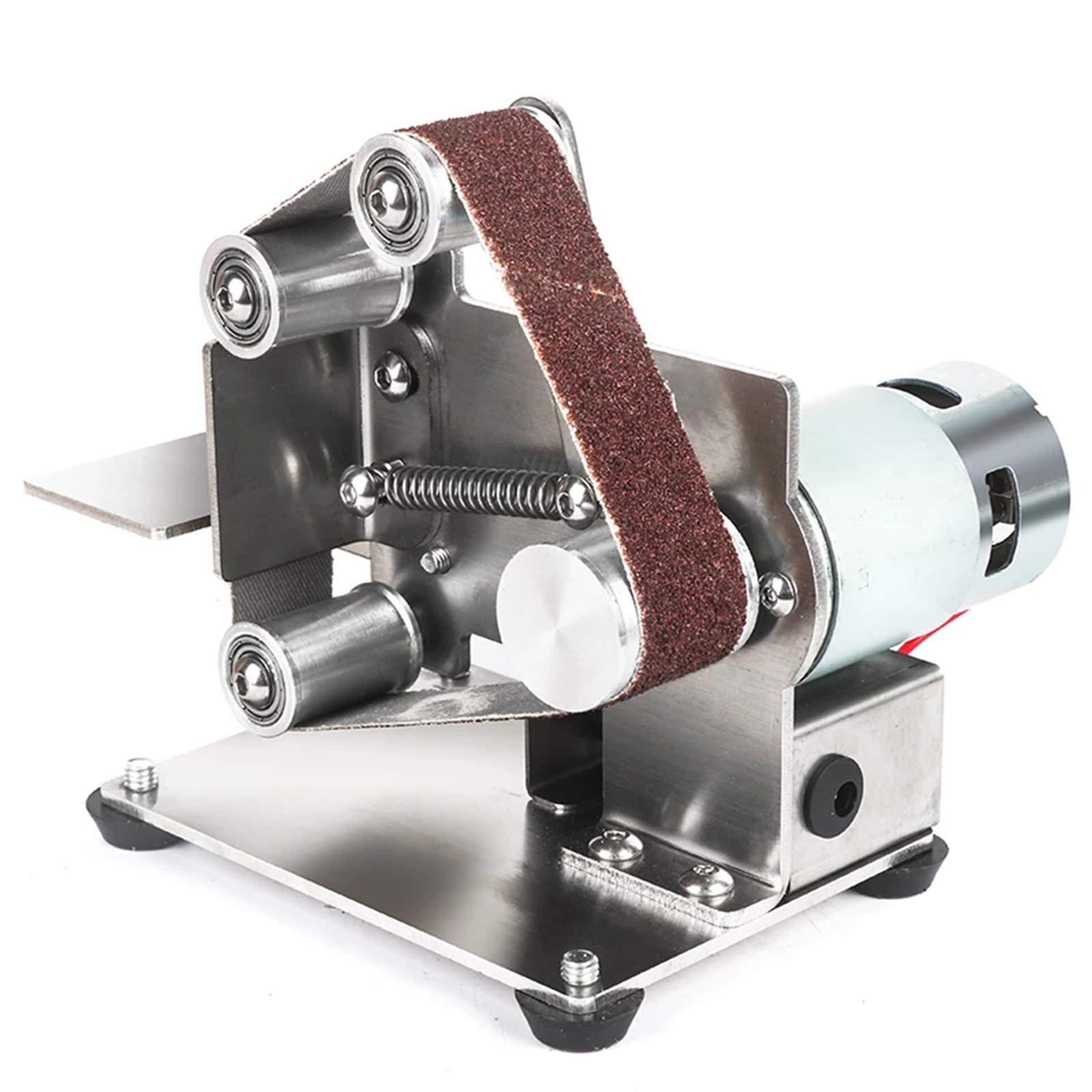 Mini Electric Belt Sander Machine 4000-9000 RPM, 7-Speed Adjustable DIY Polishing & Edge Sharpener with 5 Wrenches & 10 Sanding Belts (15mm) - Perfect for Woodworking, Metalworking, and DIY Home Projects