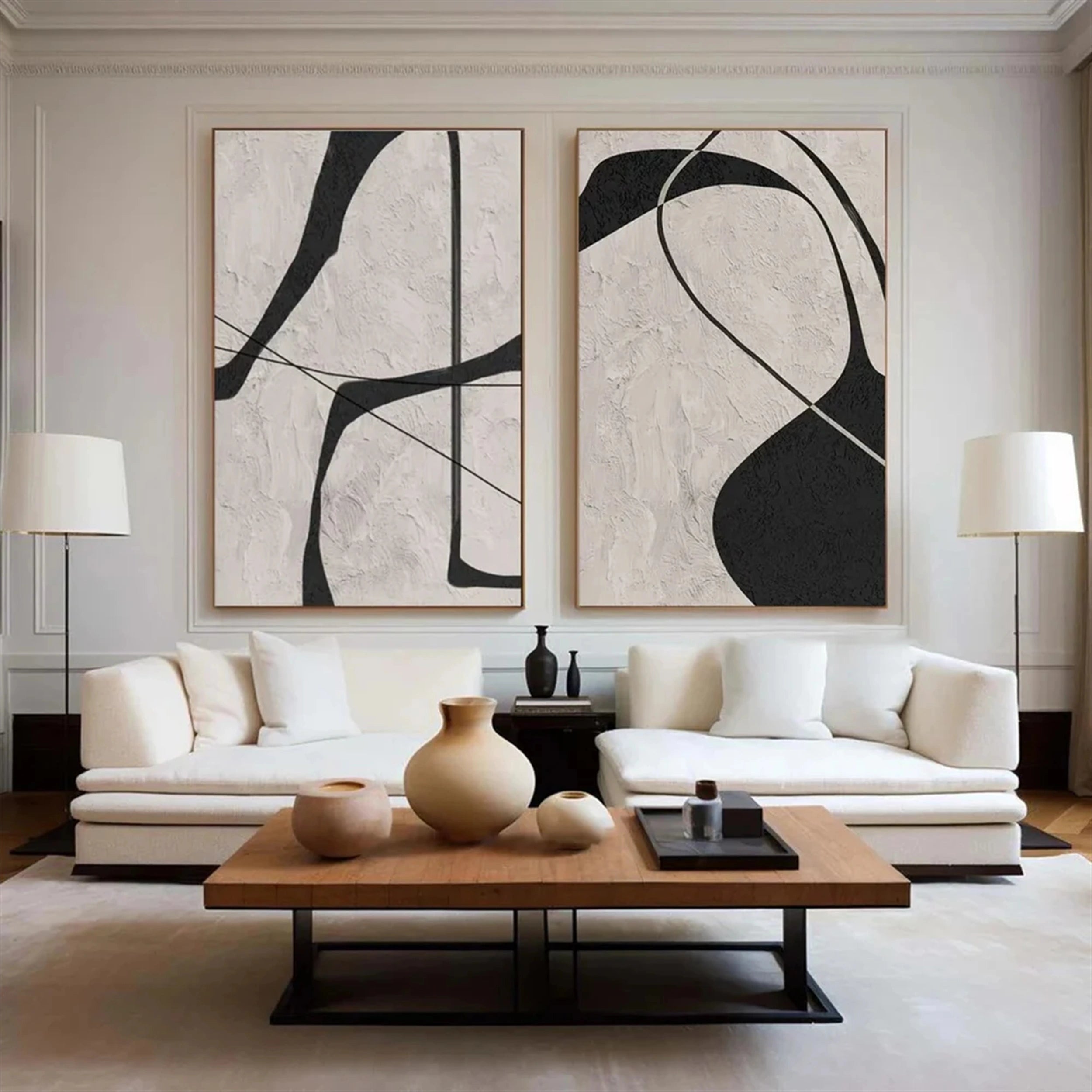 Abstract Tranquility Set of 2 Wall Art Paintings - Modern Minimalist Canvas Prints for Living Room, Bedroom & Office Decor #WS122