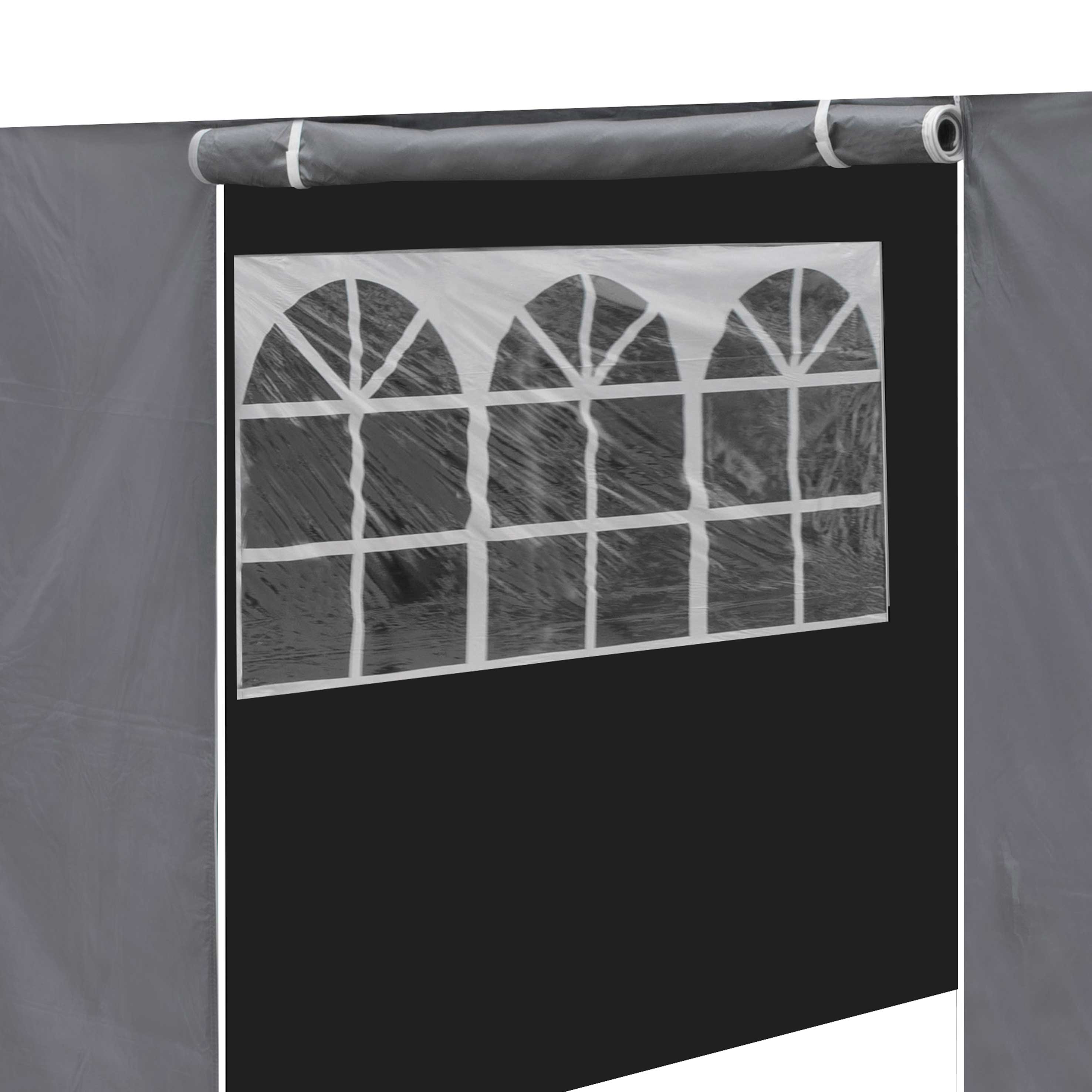 Premium Gazebo Side Walls, Doors & Windows - Fits 2x2m Gazebos & Marquees - Waterproof & UV Resistant - Grey (DG145) - Perfect for Outdoor Parties, Camping & Backyard Events