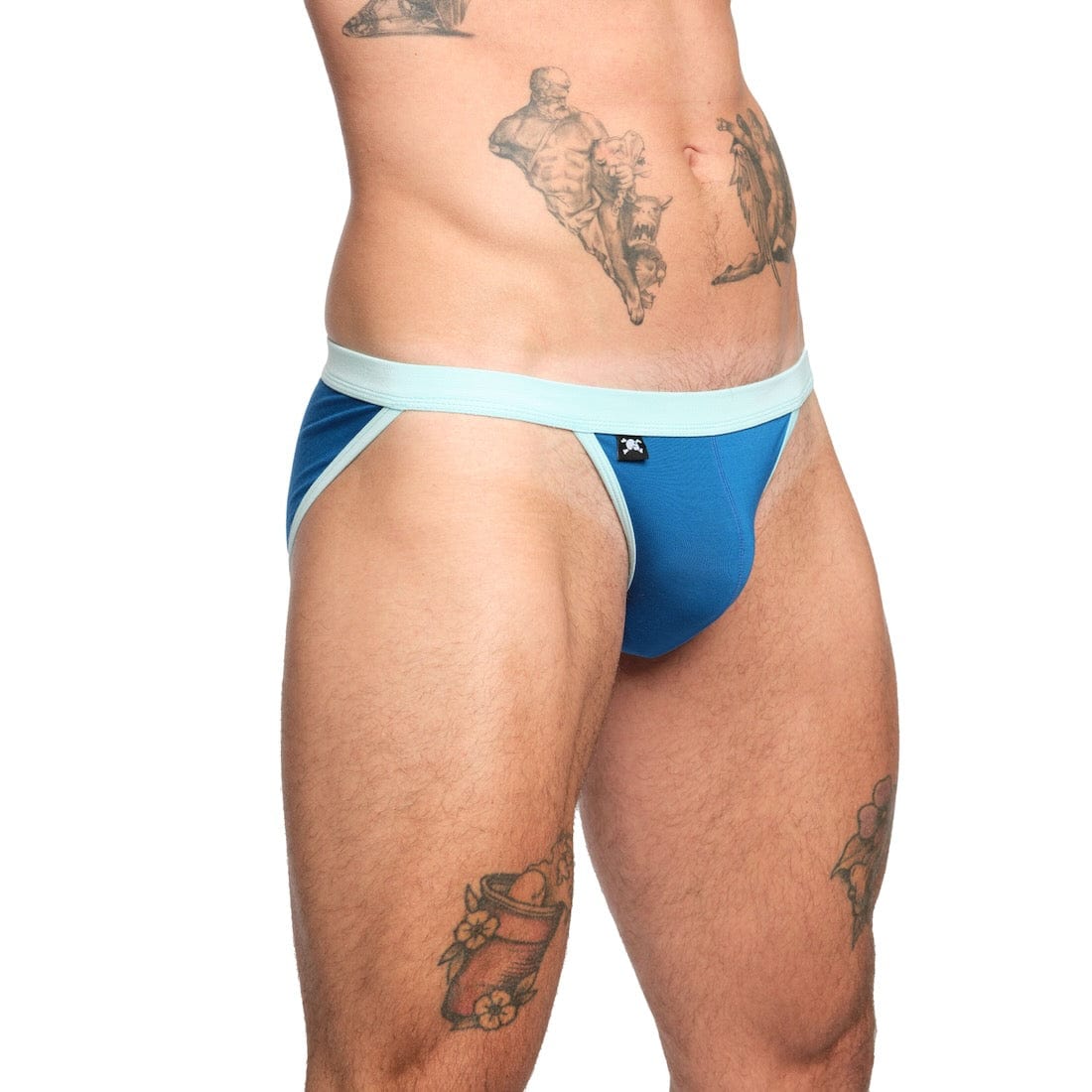 Just The Bones Cloud Sport Brief Blue - Comfortable Men's Athletic Underwear for Running, Gym & Workout | Breathable & Lightweight Performance Boxer Briefs