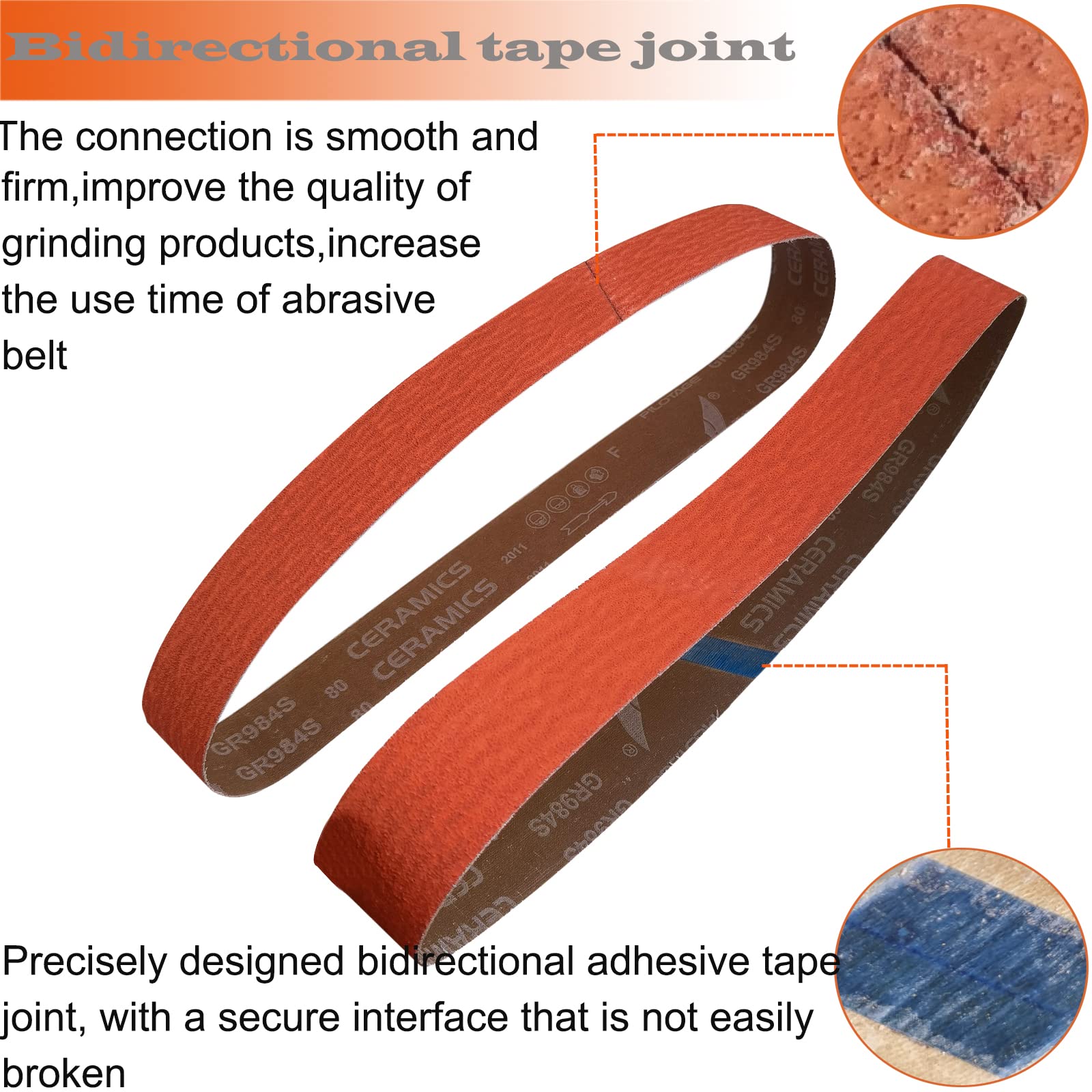 6 Pack 2x72 Inch Metal Grinding Ceramic Sanding Belts Kit - Includes 36/40/60/80/100/120 Grits for Knife Sharpening & Woodworking - Premium Sharpening Sander Belts for Bench Grinders & Belt Sanders (2x72 Inch)