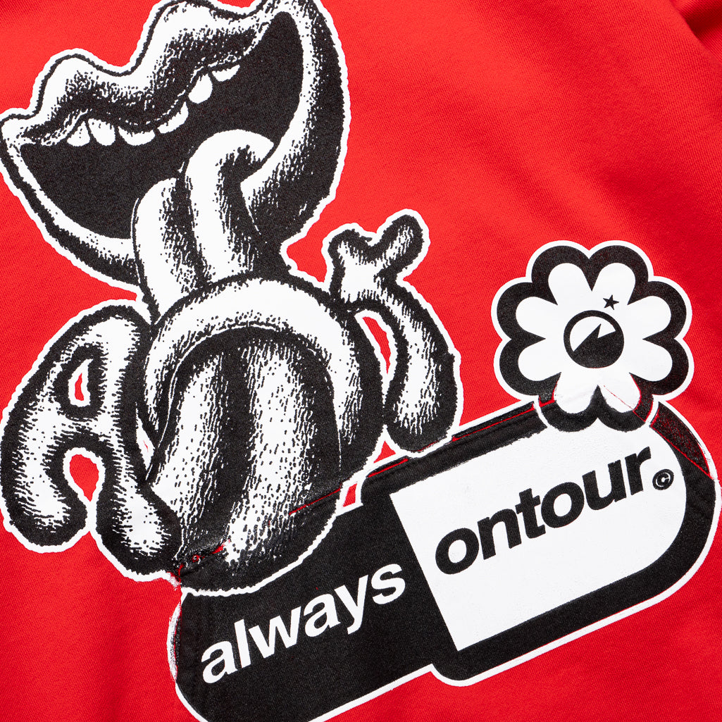 Always On Tour Lips Hoodie - Red Unisex Pullover Sweatshirt for Music Fans & Concert Goers - Perfect for Casual Wear, Street Style & Outdoor Events