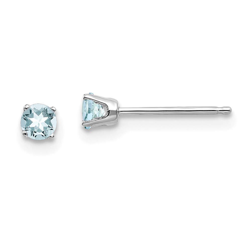 14K White Gold 3mm Aquamarine Stud Earrings for Women - Dainty Fine Jewelry Gift for Her - Perfect for Birthdays, Anniversaries & Special Occasions