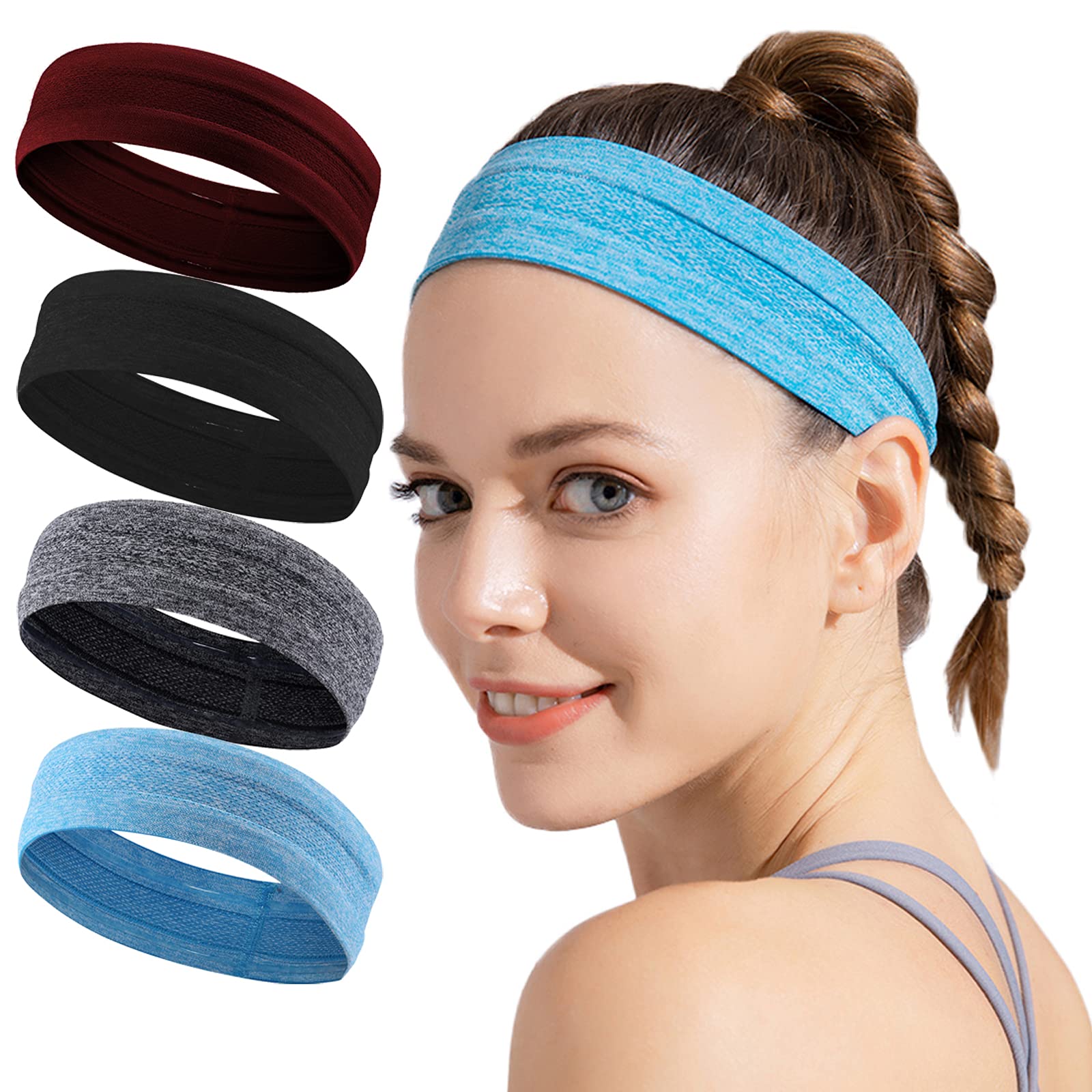 Non-Slip Moisture Wicking Workout Headband with Silicone Grip for Women & Men - Perfect for Running, Yoga, Cycling, Gym, Tennis & Basketball | Stay Dry During Intense Workouts & Sports Activities