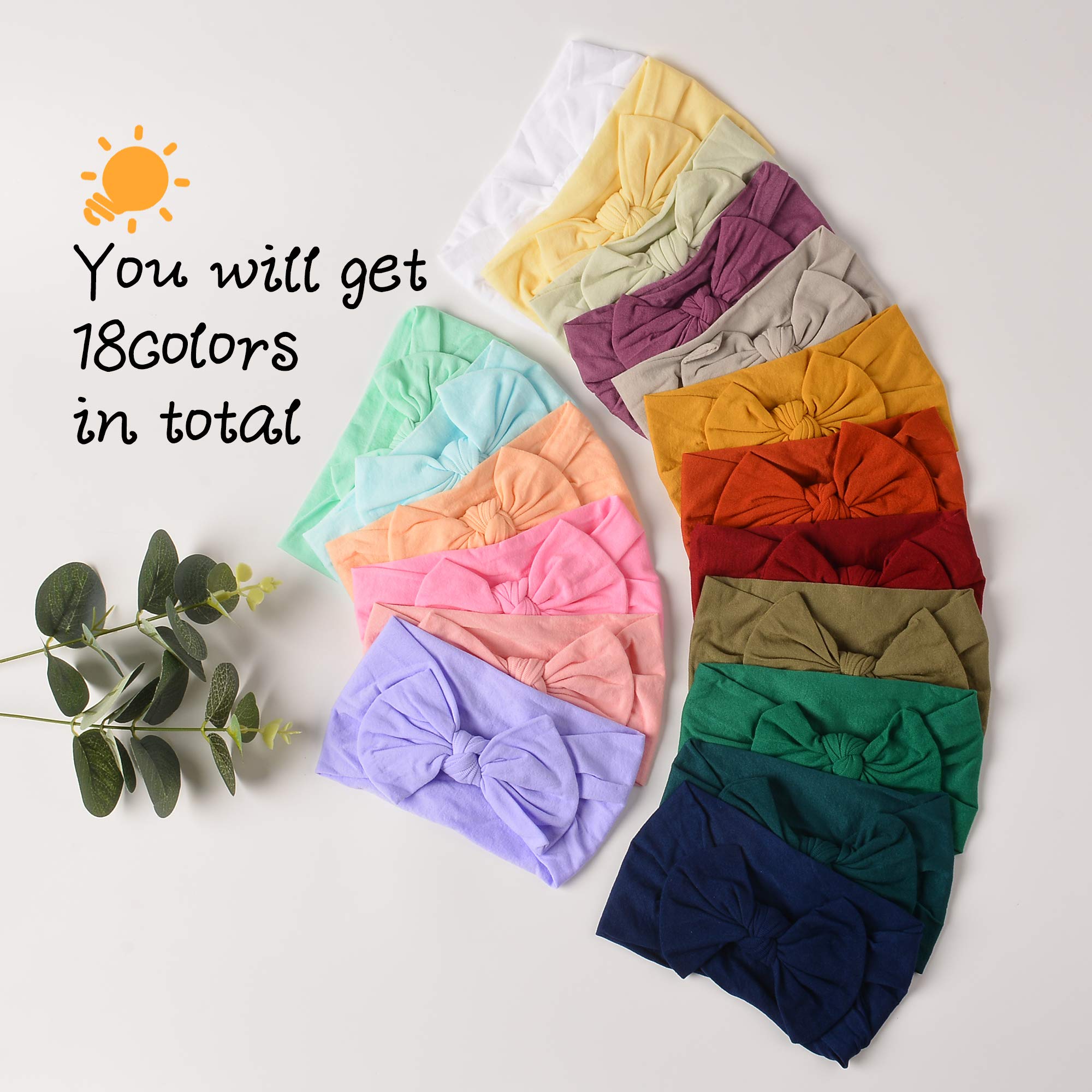 Prohouse 18PCS Soft Nylon Baby Headbands for Girls - Newborn Infant Toddler Hair Accessories Set (Bows & Elastics) - Perfect for Photoshoots, Birthday Parties & Daily Outfits