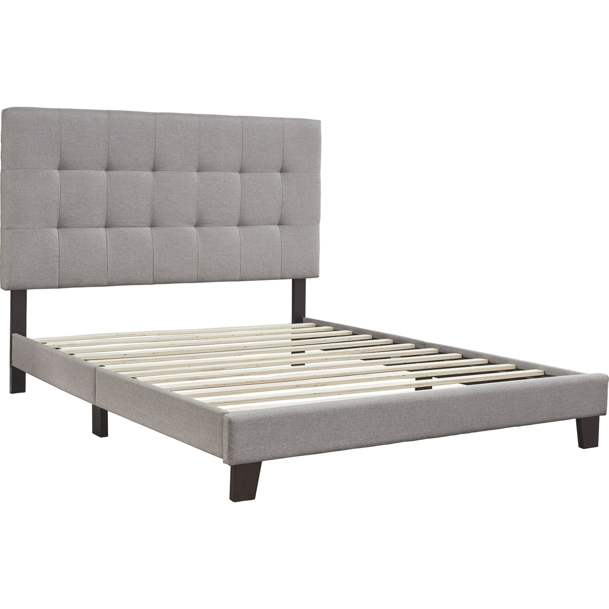 Adelloni Queen Size Bed Frame with Headboard - Modern Gray Upholstered Platform Bed for Bedroom, Living Room, or Guest Room