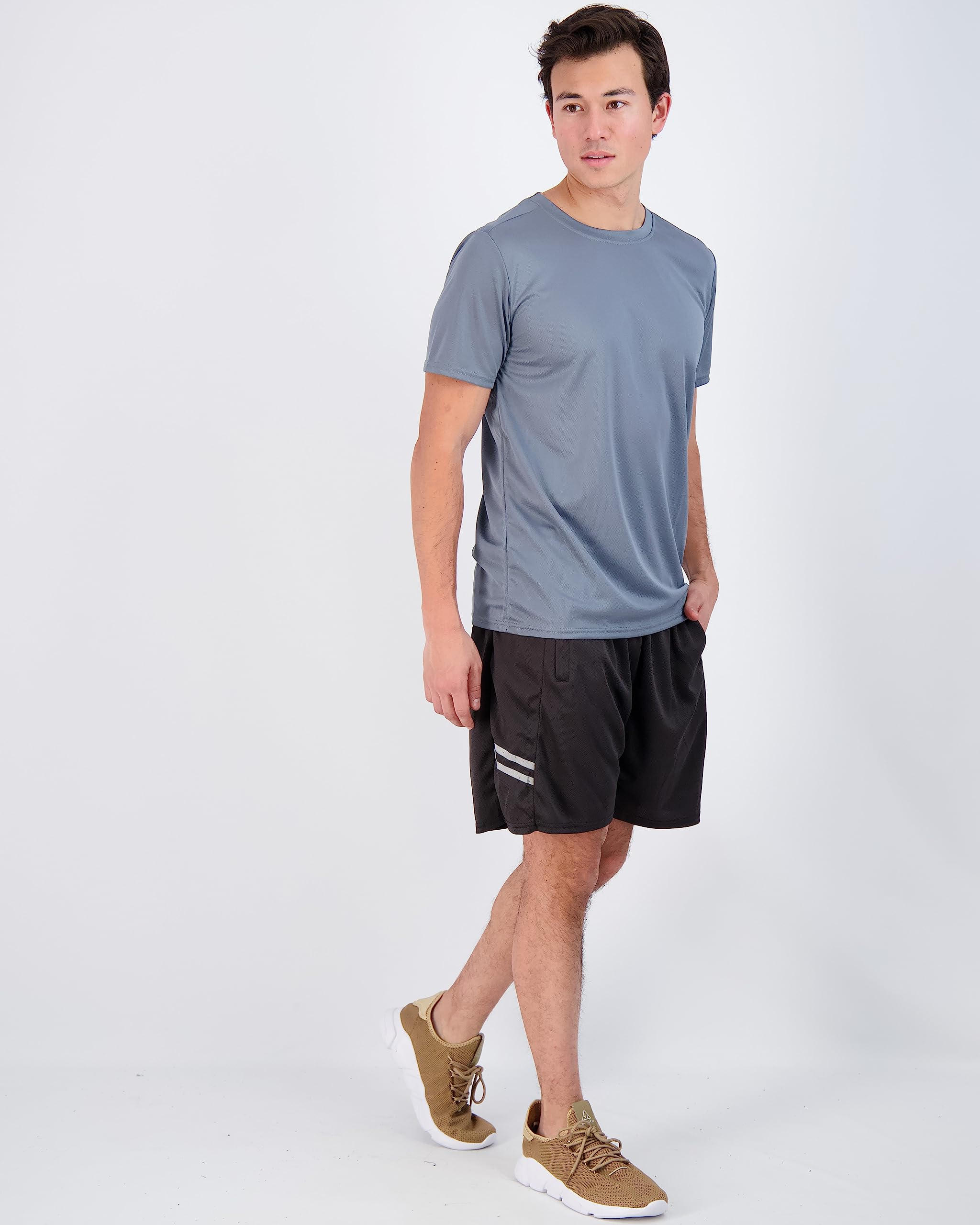 Real Essentials 5 Pack Men's Quick Dry Athletic T-Shirts - Moisture Wicking Activewear Short Sleeve Crew Neck Tees for Gym, Running & Workout (Big & Tall Sizes Available) | Breathable Mesh Fabric for Sports & Casual Wear