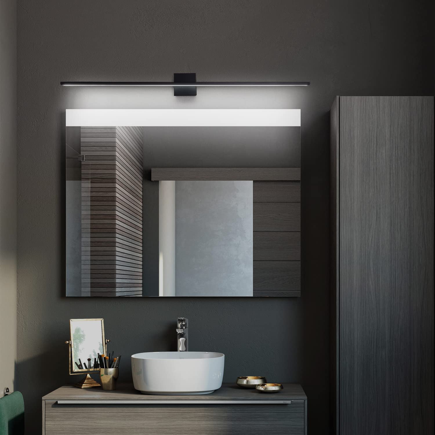 Modern 40W Black Aluminum Bathroom Vanity Light - 39.4 Inch LED Wall Lighting Fixture with Baking Finish (6000K Cool White) - Perfect for Bathroom, Bedroom & Dressing Room Mirror Lighting