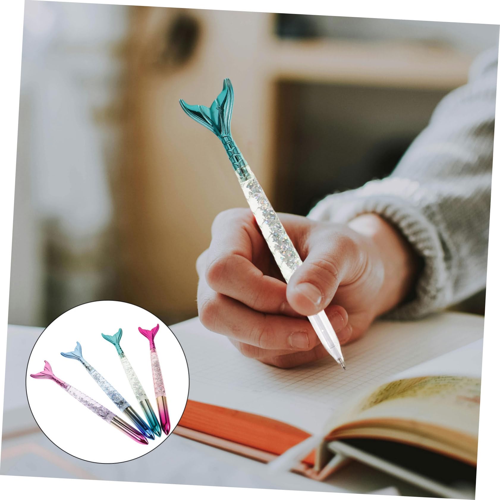 4pcs Mermaid Ballpoint Pens - Smooth Writing Black Ink Pens for Kids & Adults - Decorative, Adorable & Portable for School, Office & Home Use - Perfect for Notes, Journaling & Gift Giving
