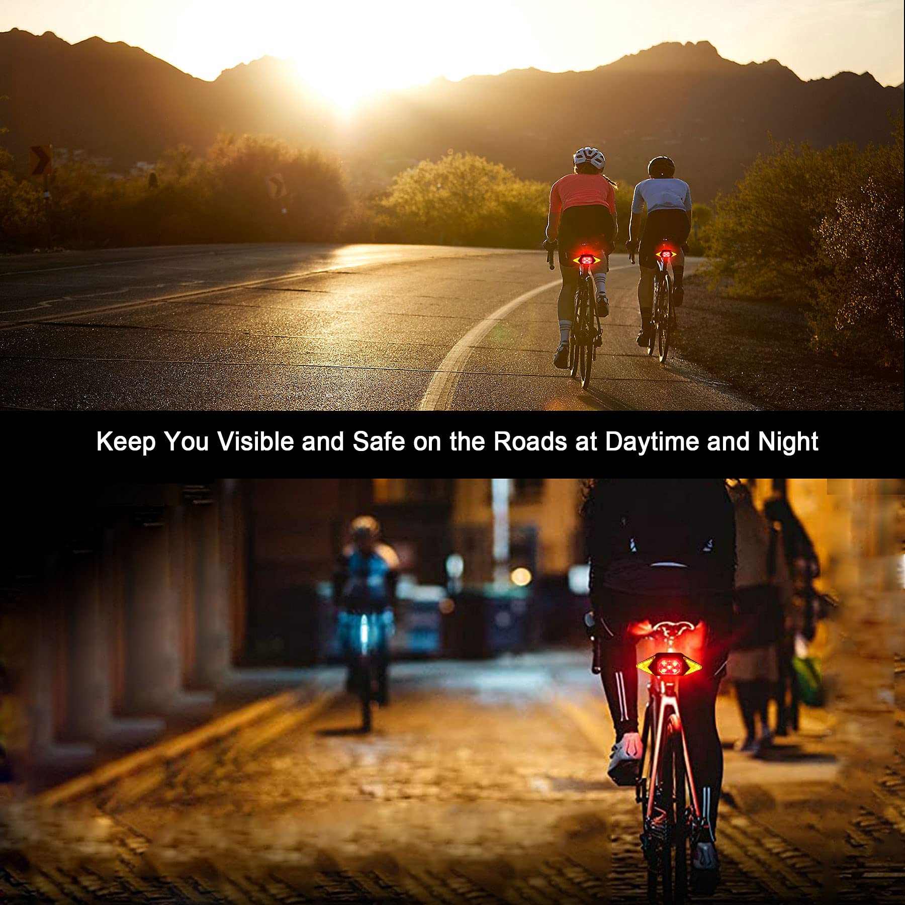 Rechargeable Bike Turn Signals - Waterproof Rear Bicycle Lights for Night Riding Safety | LED Bike Indicators & Accessories 2024 | Perfect for Commuting, Cycling & Urban Night Rides