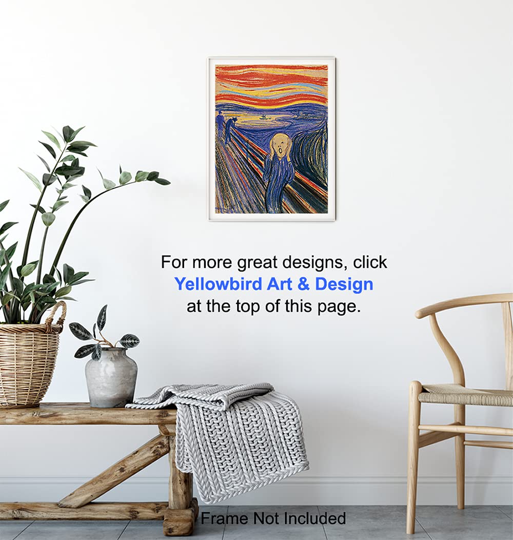 Edvard Munch The Scream Wall Art Print - 8x10 Museum Quality Poster - Abstract Horror Art Decor for Living Room, Bedroom & Office - Gothic Home Decor & Scary Picture for Halloween