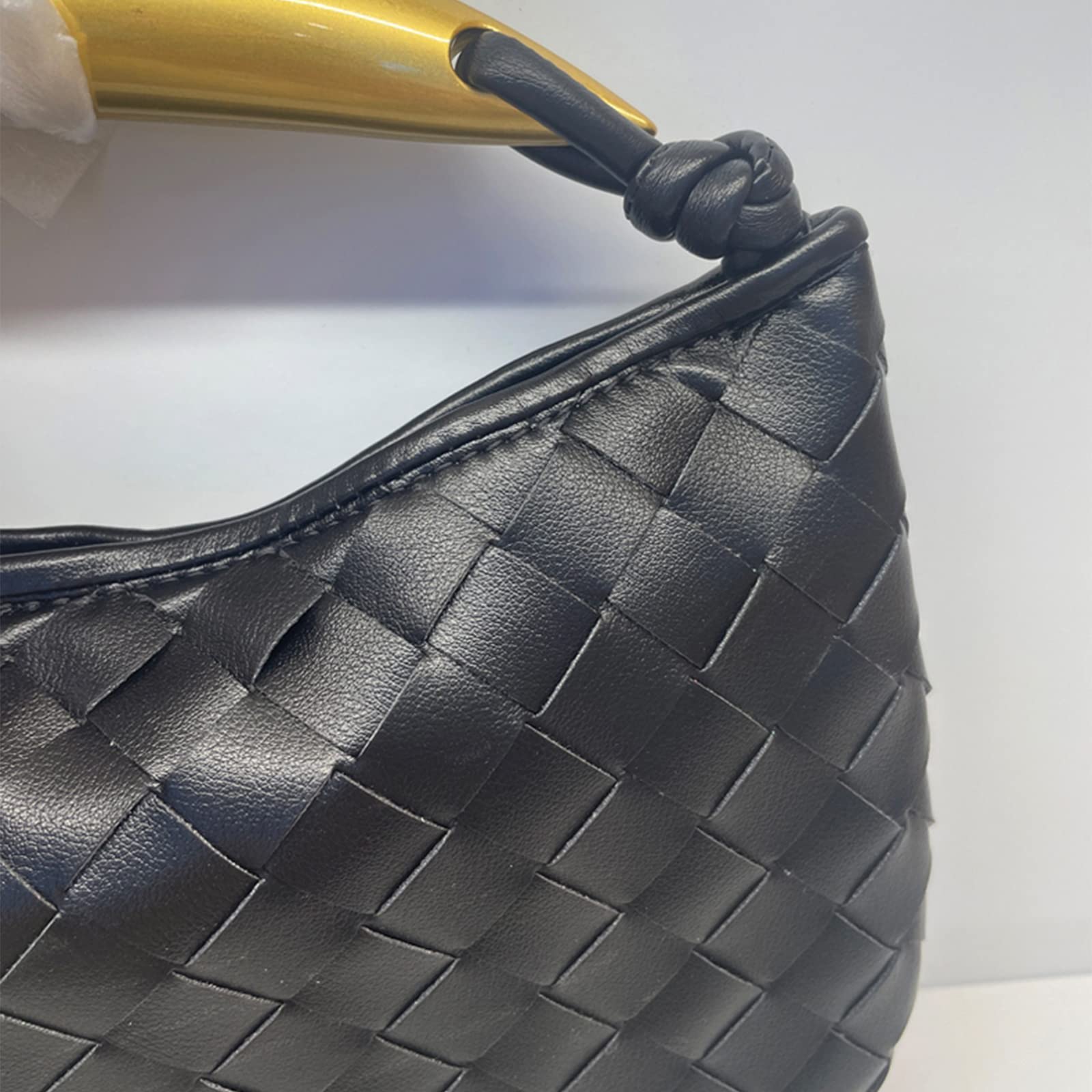 Stylish Woven Leather Hobo Shoulder Bag for Women - Elegant Knotted Evening Purse, Perfect for Dinner Parties, Date Nights & Special Occasions