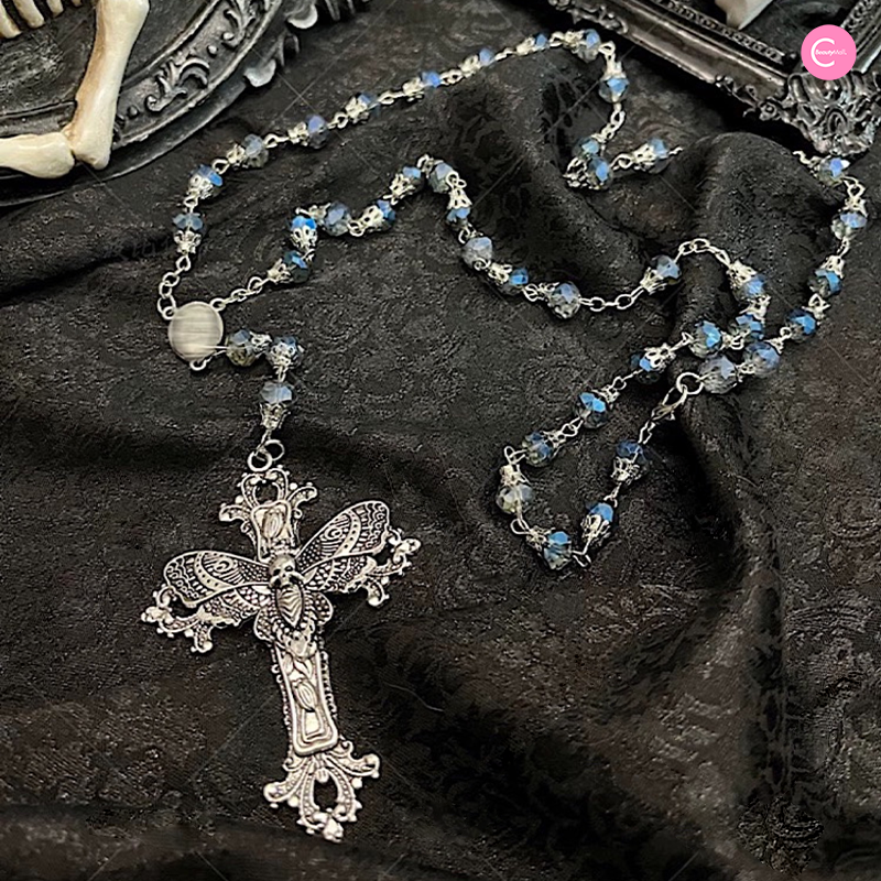 Gothic Dark Punk Cross Pendant Necklace for Women & Men - Stainless Steel Gothic Jewelry - Perfect for Halloween, Cosplay, and Alternative Fashion