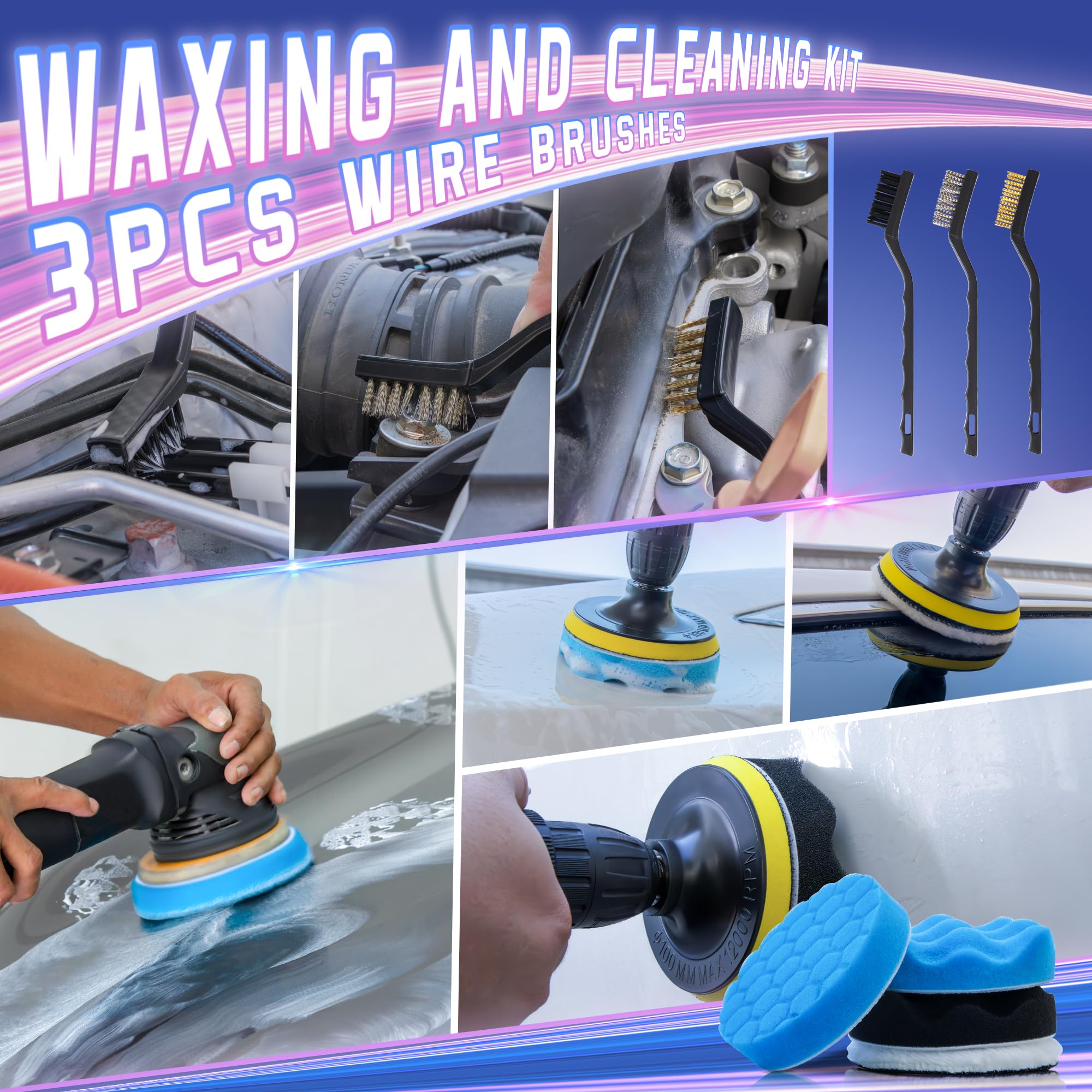 Bemece 29 Pieces Car Detailing Kit - Ultimate Auto Detailing Drill Brush Set for Wheels, Interior, Exterior, Leather, Dashboard & Vents - Perfect for Car Wash & Deep Cleaning at Home or Professional Use