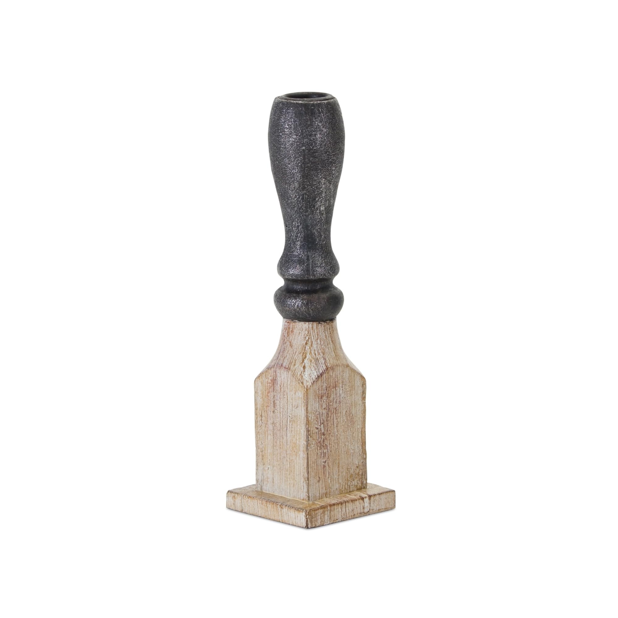 Set of 4 Rustic Brown and Black Candle Holders - 13.25 Inch Tall Farmhouse Decor for Dining Table, Wedding Centerpiece, and Home Decor