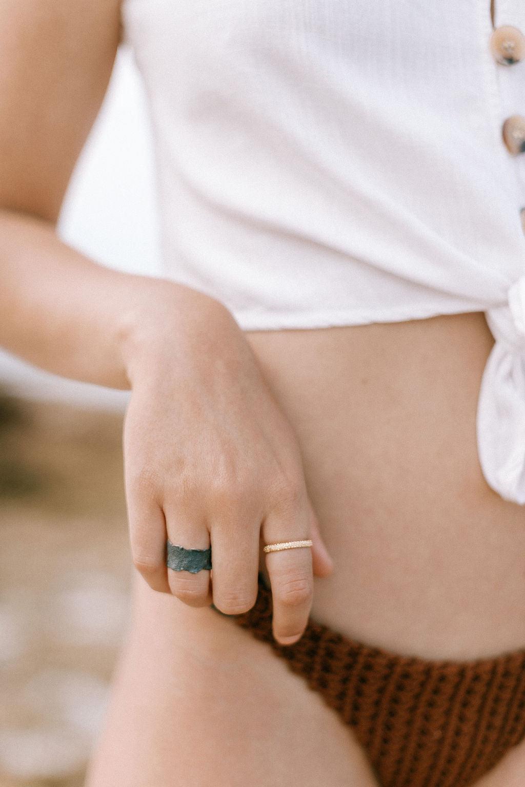 22Kt Gold Over Sterling Silver Organic Band Ring - Elegant & Hypoallergenic Jewelry for Women - Perfect for Weddings, Anniversaries & Special Occasions