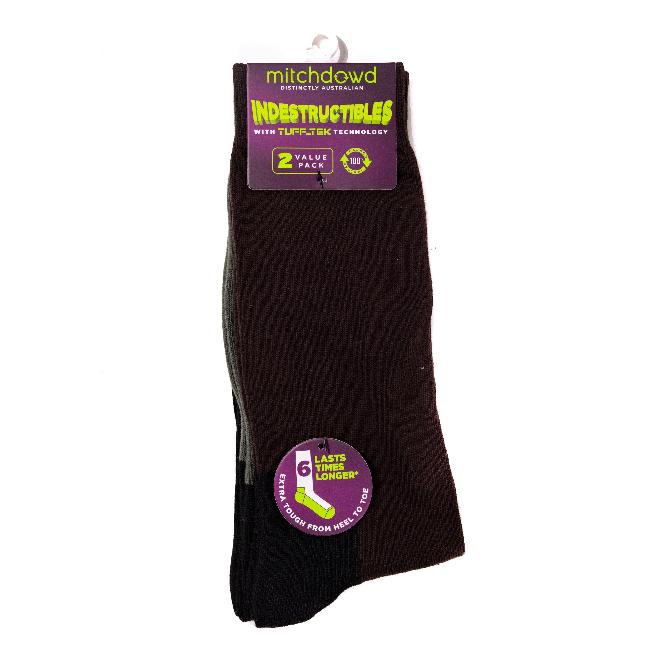 Durable Men's Cotton Crew Socks 2-Pack - Comfortable & Breathable Everyday Socks for Work, Gym & Casual Wear - Tan