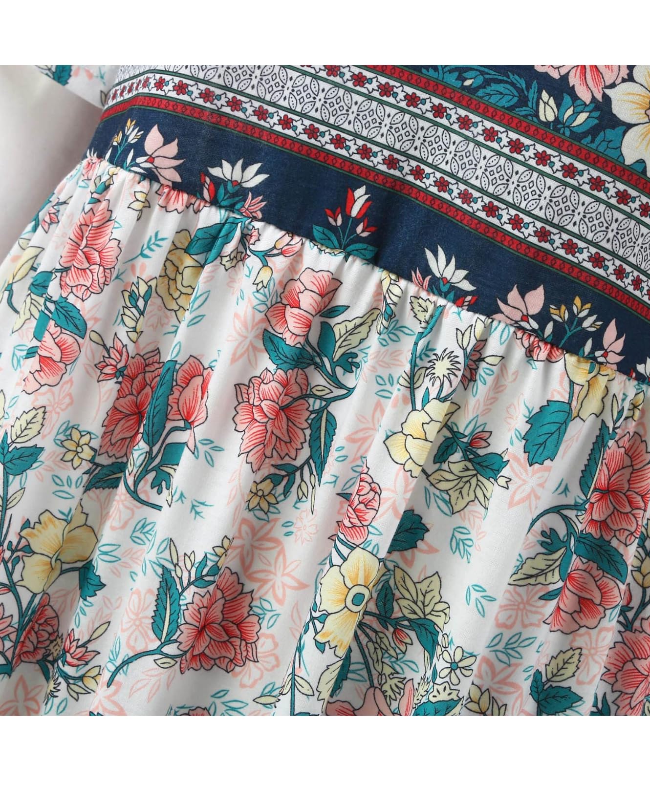 Boho Floral Maxi Dress for Women - Casual Loose Summer Short Sleeve Beach Vacation Dress with Pockets | Perfect for Beach Getaways, Music Festivals & Summer Outings