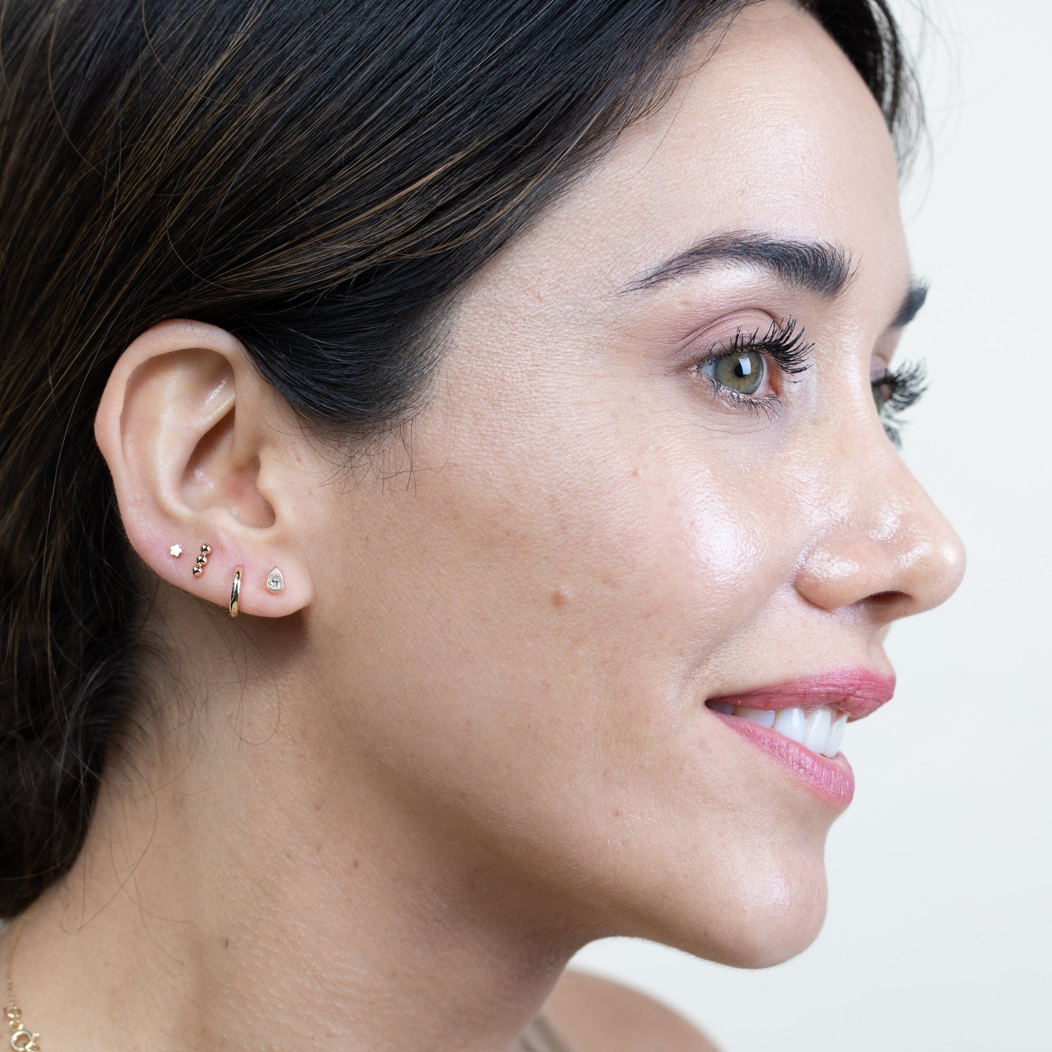 14k White Gold Pear Cut Cubic Zirconia Stud Earrings - Hypoallergenic Flat Back Post for Sensitive Ears - Perfect for Weddings, Parties & Everyday Elegance