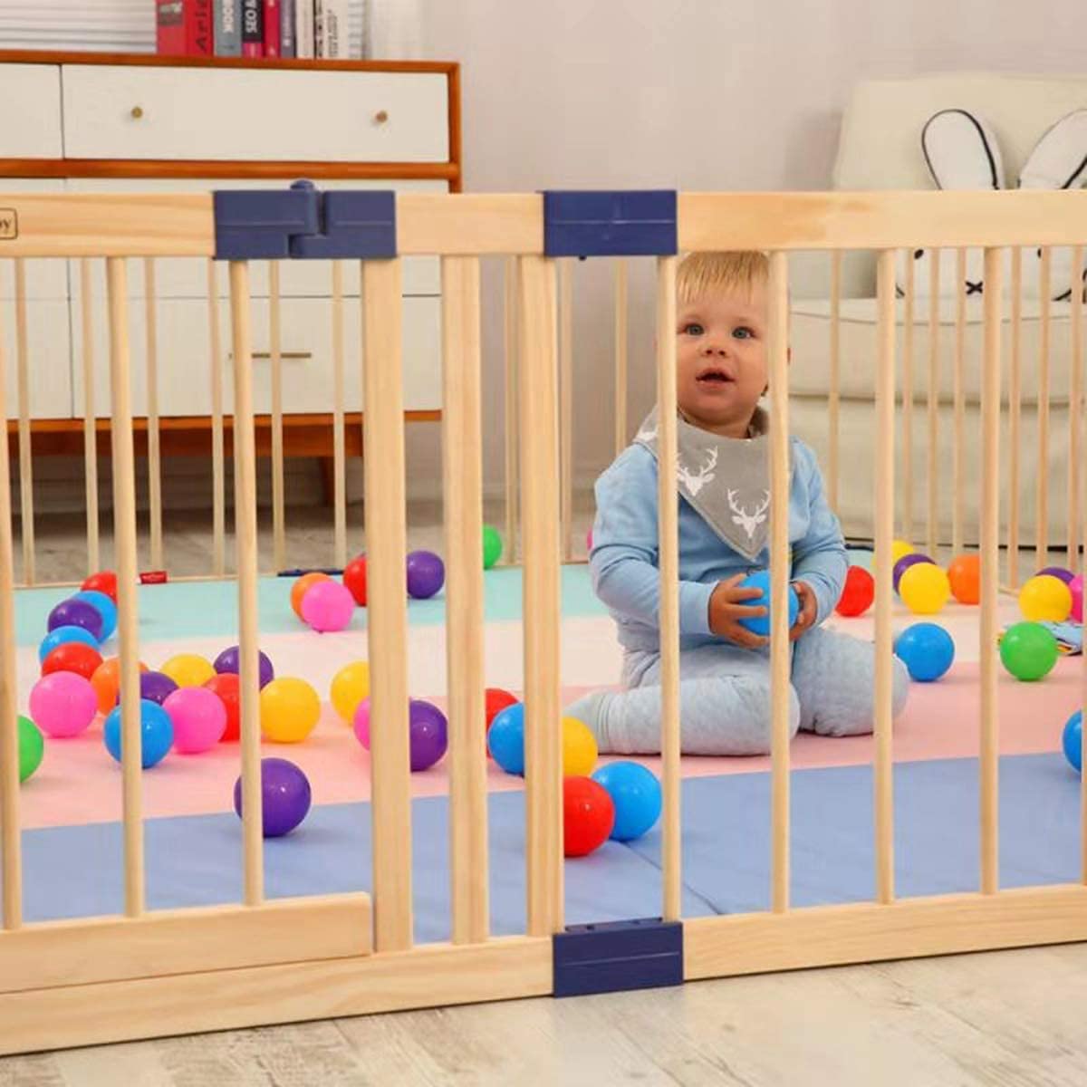 **Wooden Baby Playpen for Babies & Toddlers - 63x71x24 Inch Safe Play Yard with 31 Sq. Ft Area - Ideal for Indoor & Outdoor Play, Nursery, and Childproofing**