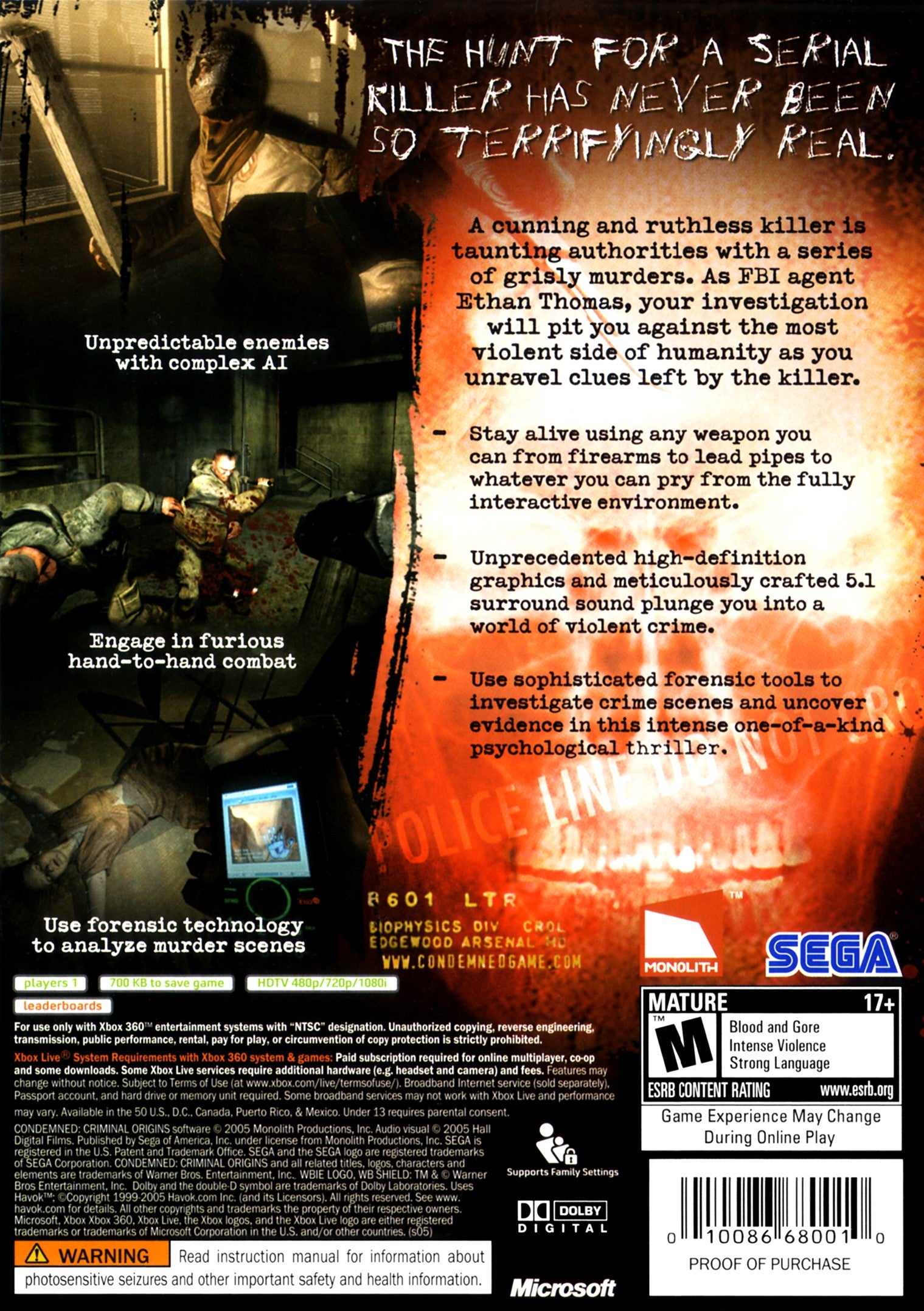 Condemned: Criminal Origins - Survival Horror Game for PC | Intense Psychological Thriller & Action-Adventure | Perfect for Halloween Gaming & Scary Game Nights