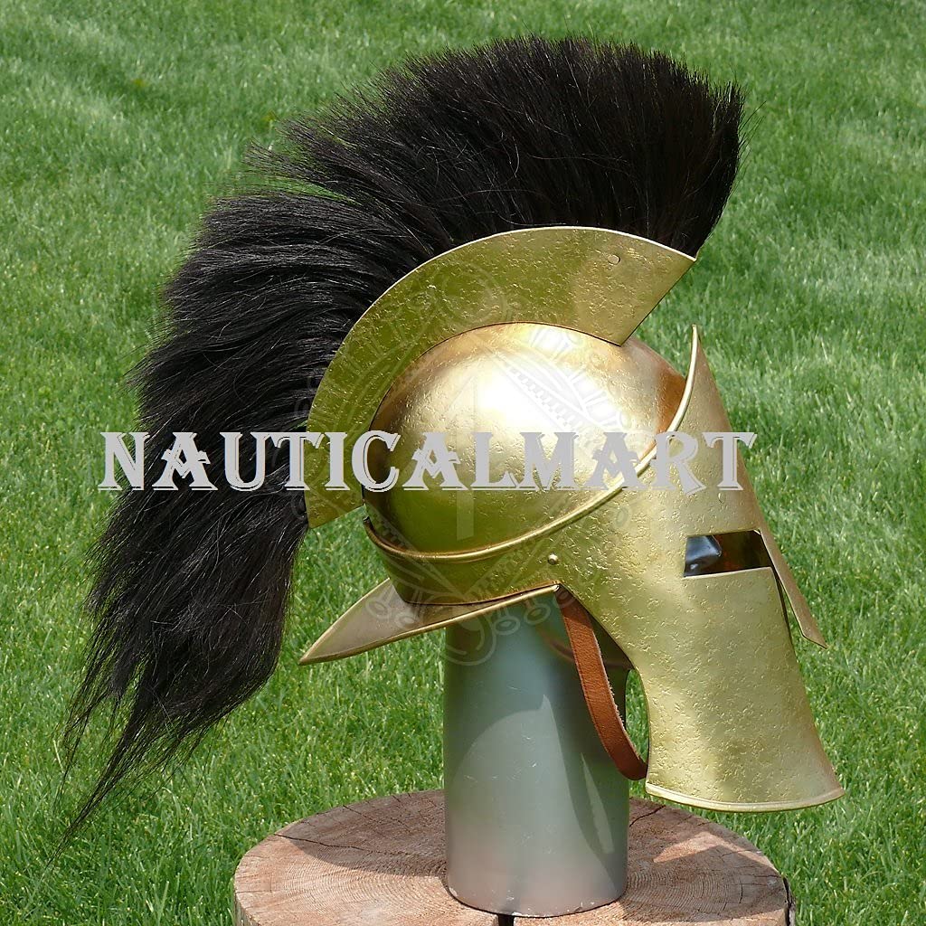 Authentic Medieval Greek Spartan Helmet - Bronze Battle Helmet Replica for Cosplay, Halloween & Historical Reenactment - Perfect for LARP, Theater & Collectors