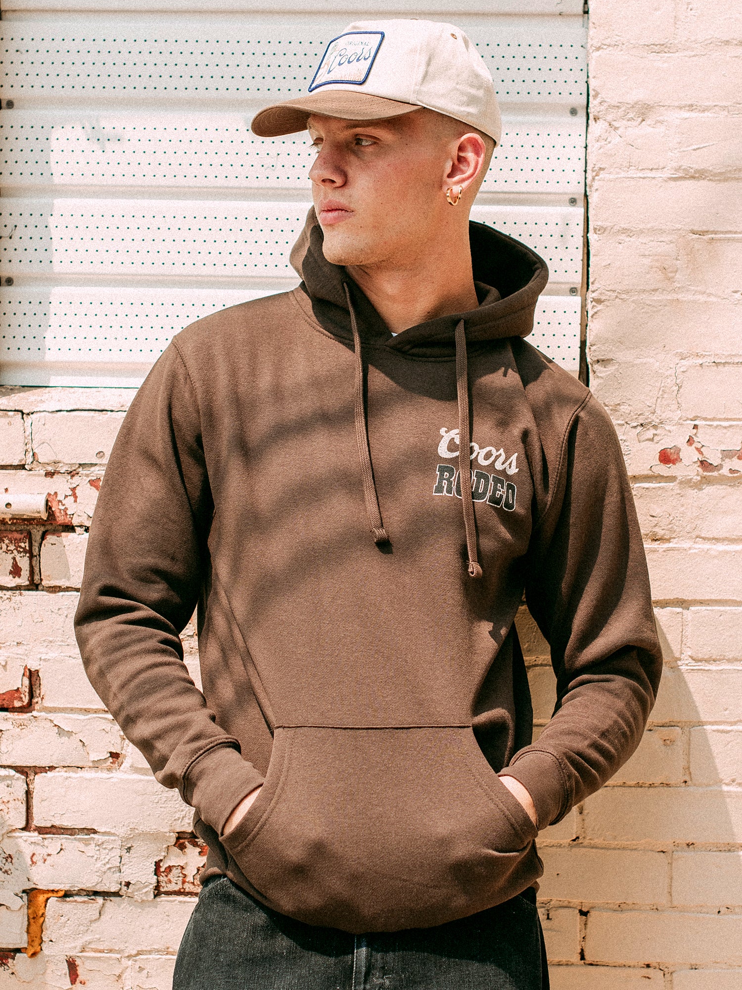 Coors Rodeo Pullover Hoodie - Brown Men's Fleece Sweatshirt for Western Rodeo & Outdoor Activities