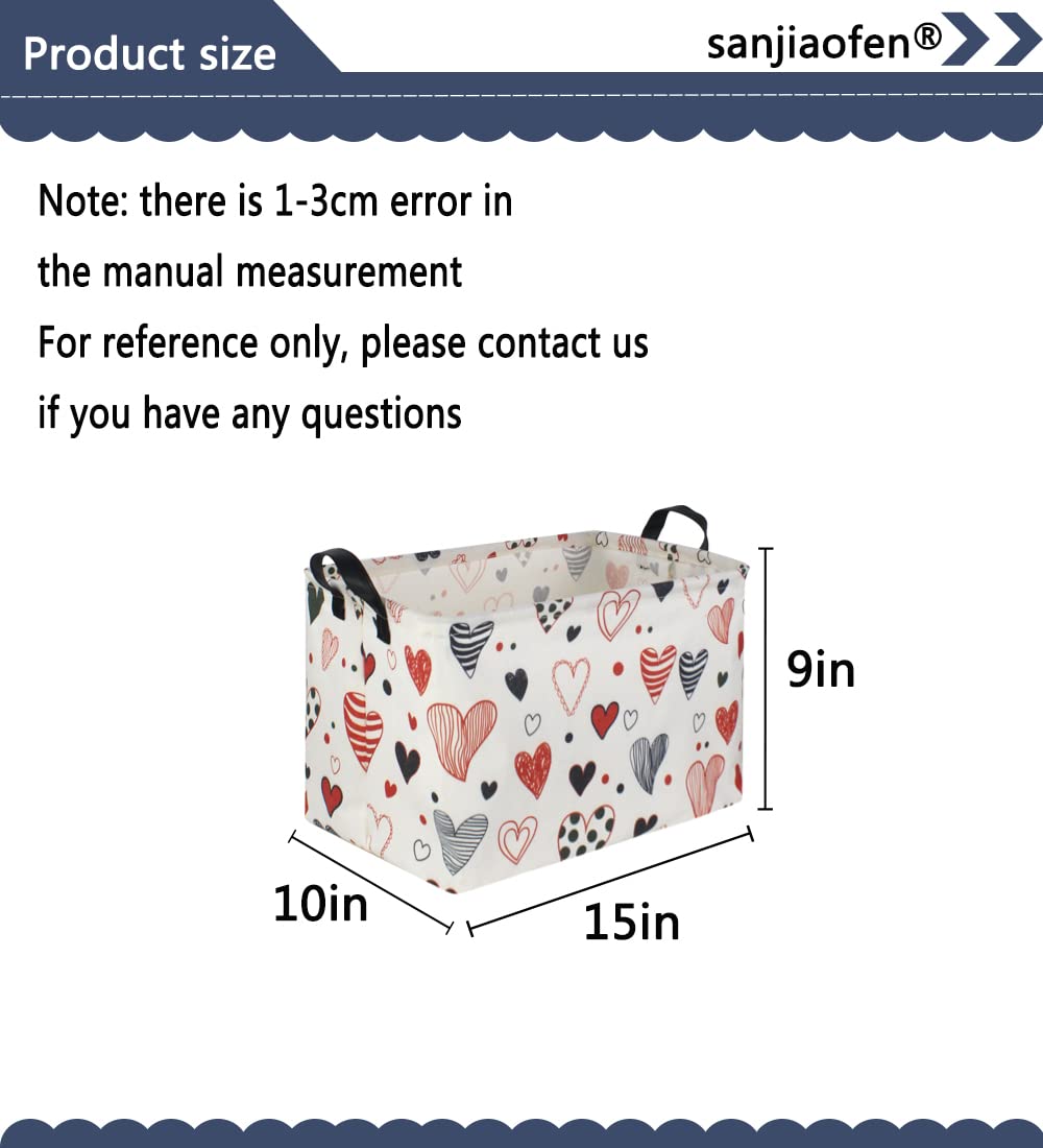 Heart-Shaped Kids Storage Basket with Handles - Cute Rectangular Organizer Bin for Toys, Girls Room Decor & Gift Box - Perfect for Nursery Organization, Playroom Storage & Birthday Gifts (Line Love Design)