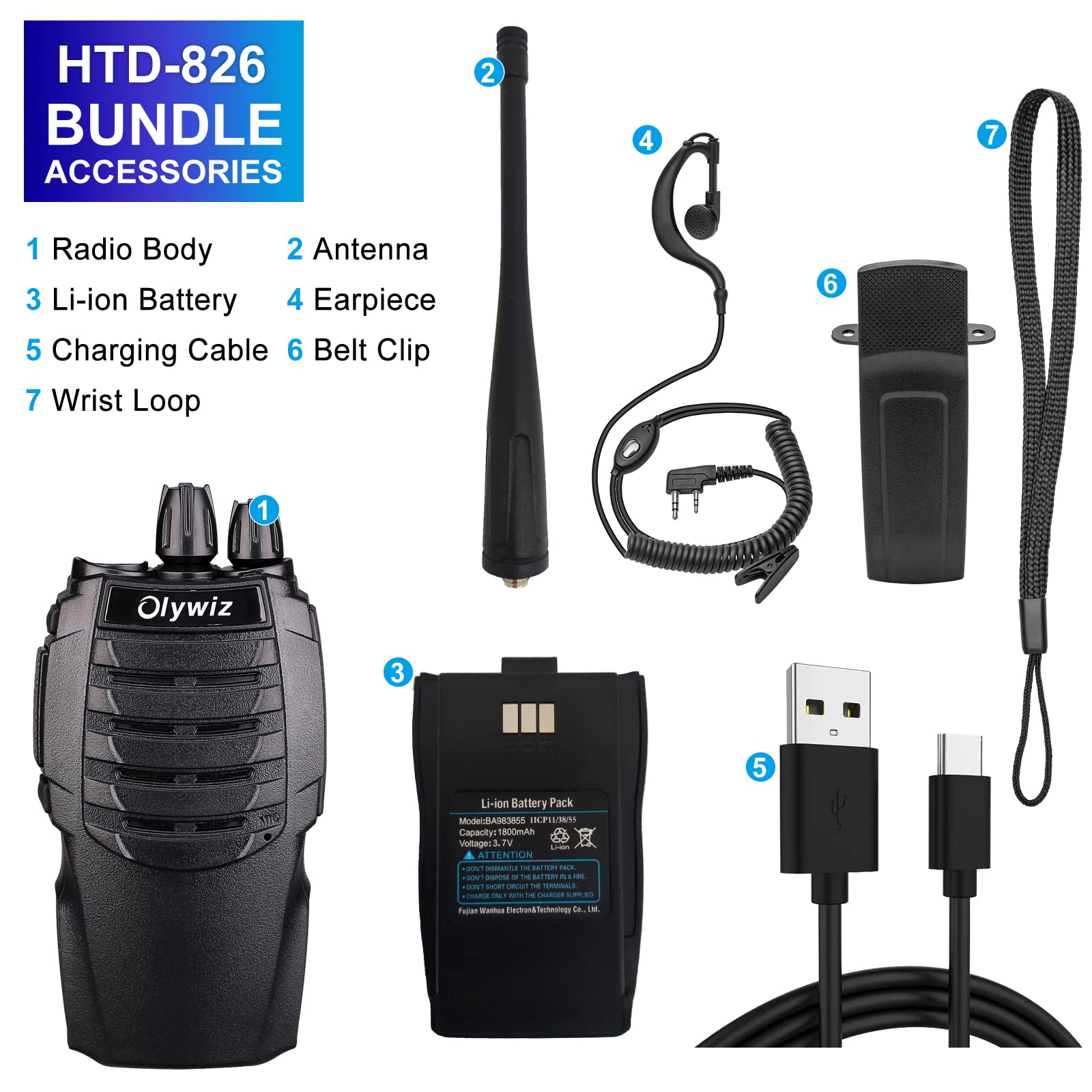 GMRS Two-Way Radios 4 Pack - Long Range Walkie Talkies with Earpiece & Mic, 16 Channels, USB-C Charging, Waterproof Handheld Radios for Outdoor Adventures, Hiking, Camping, and Emergency Communication