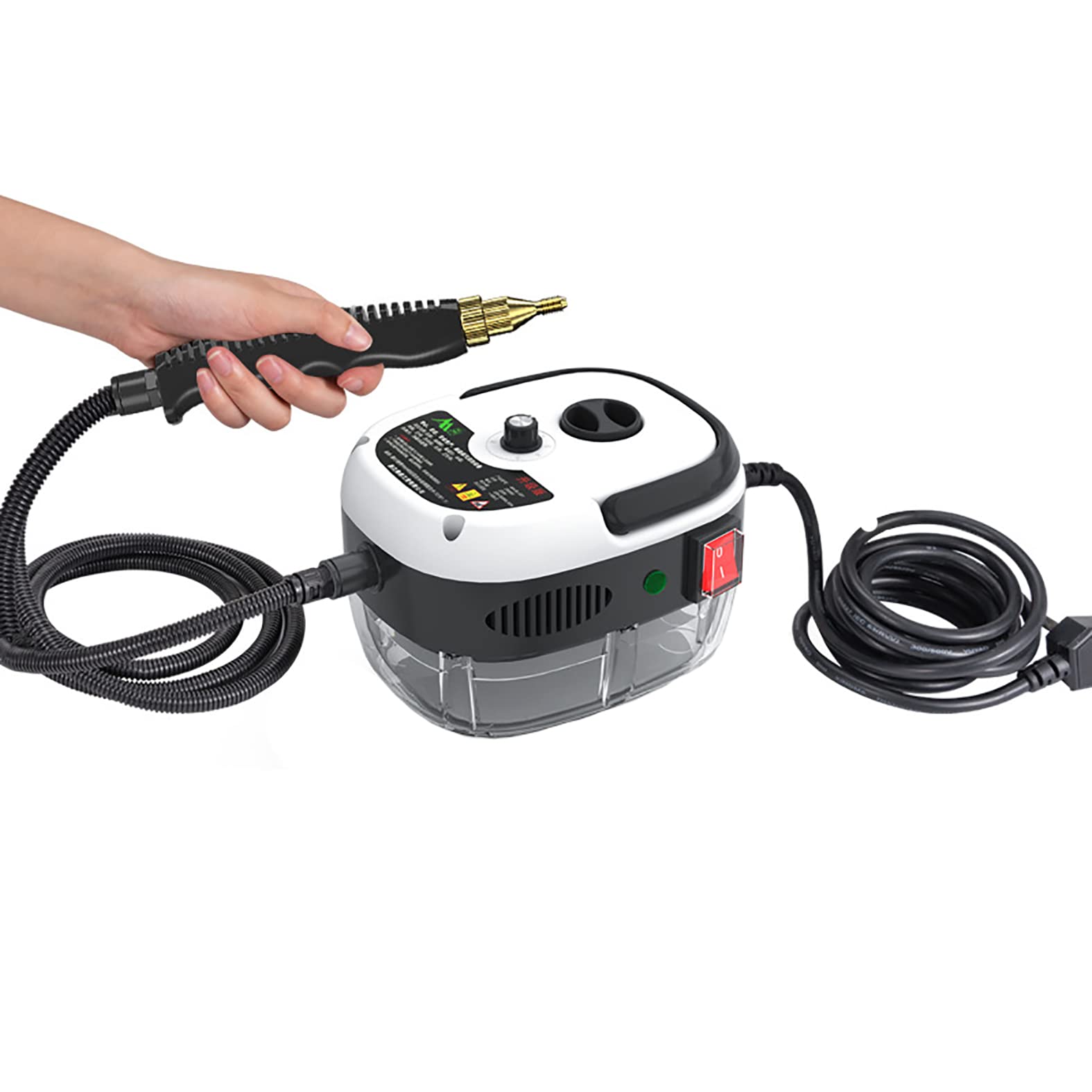 2500W High Pressure Handheld Steam Cleaner - Portable Steam Cleaning Machine for Kitchen, Bathroom, Furniture, Windows & Cars - Automatic Steam Mop with Powerful Cleaning - Perfect for Deep Cleaning Stains, Grease & Grime (White)