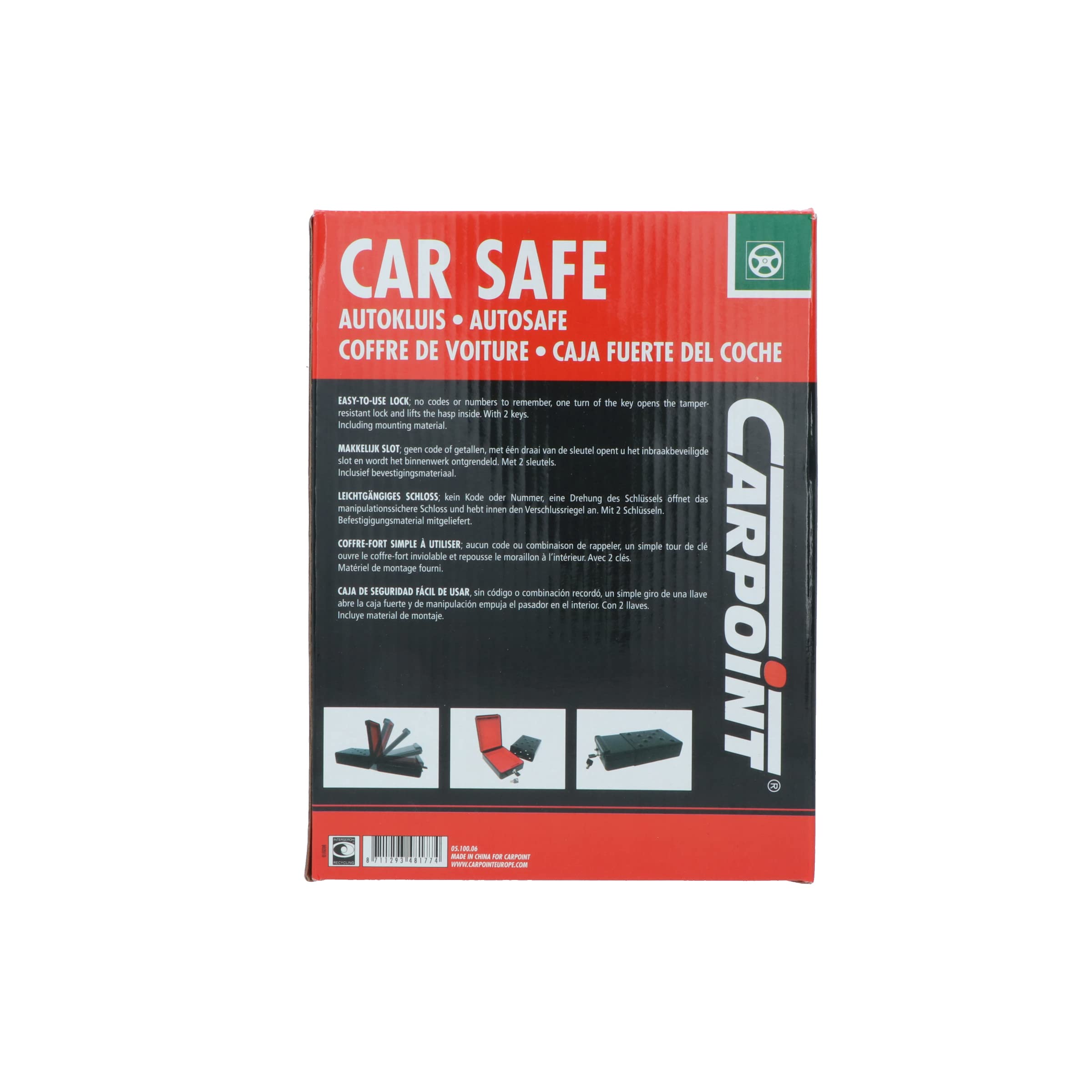 0510006 Car Safe - Premium Vehicle Security Box for Money, Valuables & Documents - Ideal for Travel, Road Trips & Everyday Use