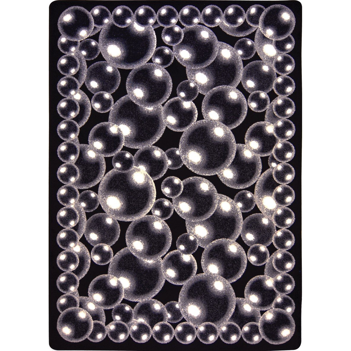 Joy Carpets Kaleidoscope Bubbles Whimsical Area Rugs - Silver Non-Slip Kids Playroom Rug for Nursery, Bedroom & Living Room Decor