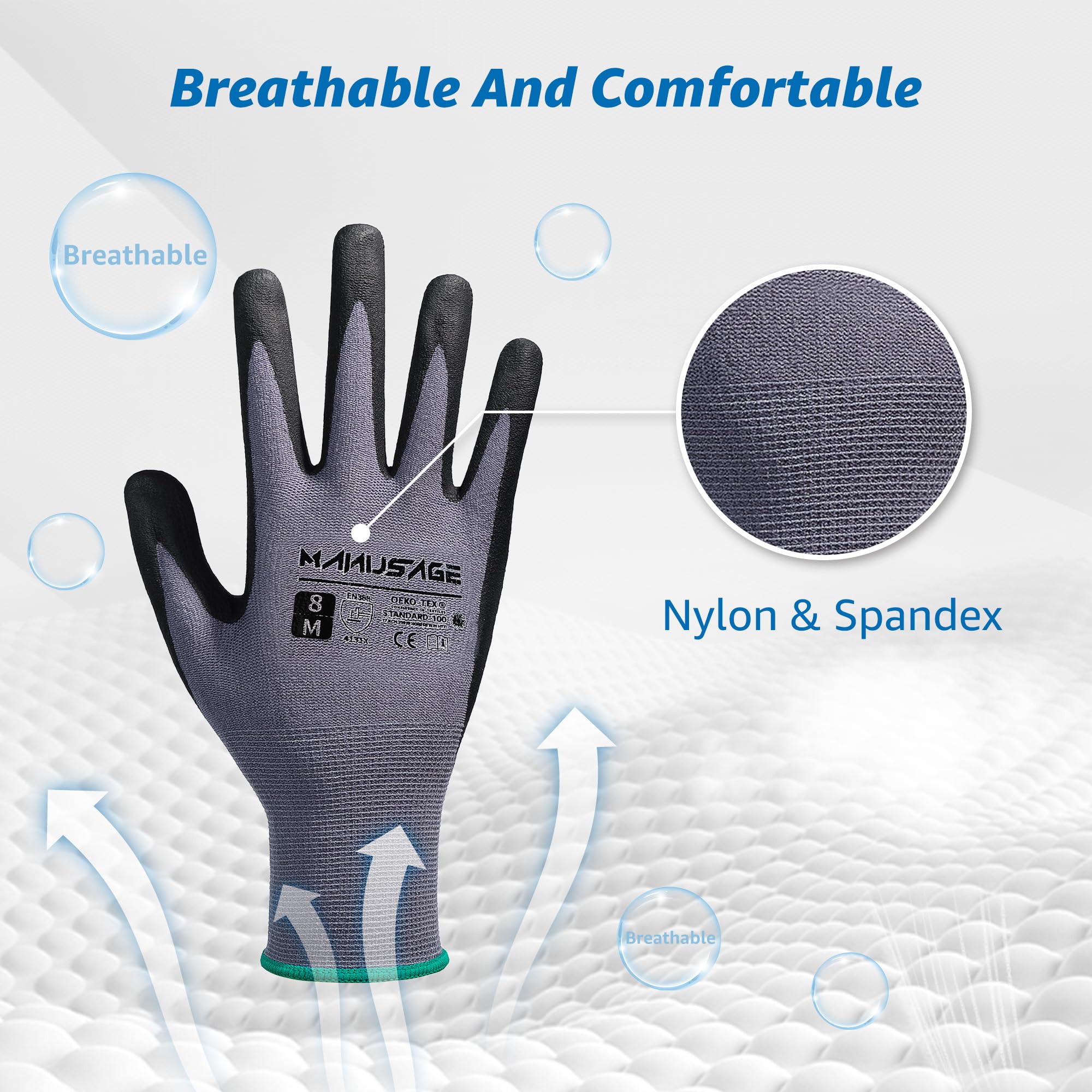 Nitrile Coated Work Gloves - MicroFoam Grip for Construction, Gardening & DIY Projects | Durable Safety Gloves for Men & Women