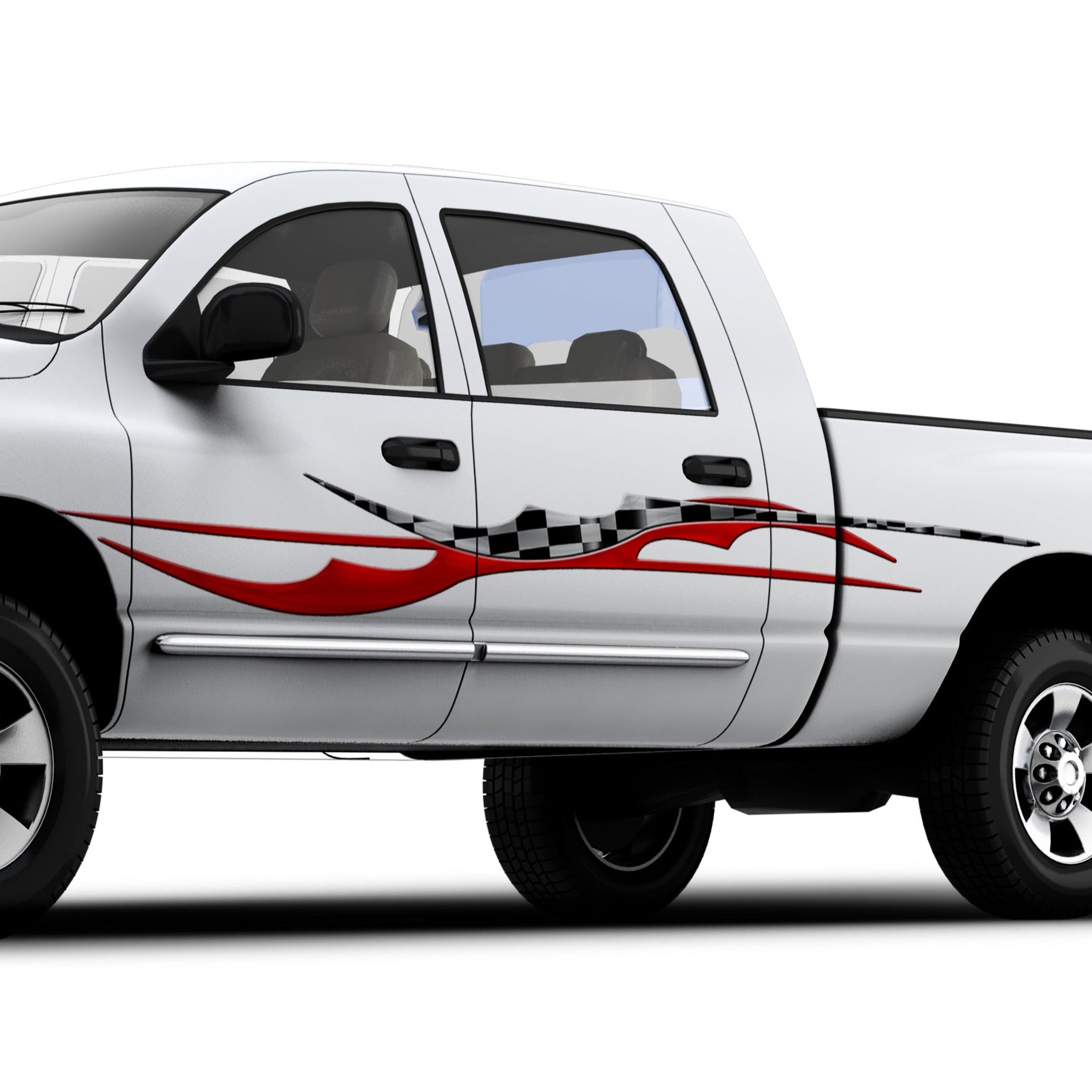 High-Quality Blade Checkers Decal Stripes for Cars, Trucks & Semi Trailers - Durable Vinyl Decals for Vehicle Customization & Racing Style Enhancement