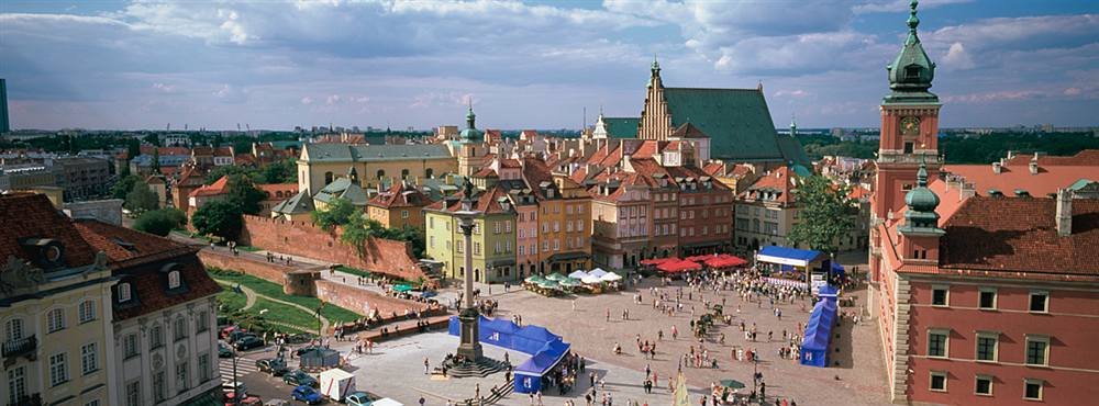 Peel & Stick Wall Mural - High Angle View of Warsaw Poland, 24x9 Inch Removable Wallpaper, Easy DIY Home Decor for Living Room, Bedroom & Office