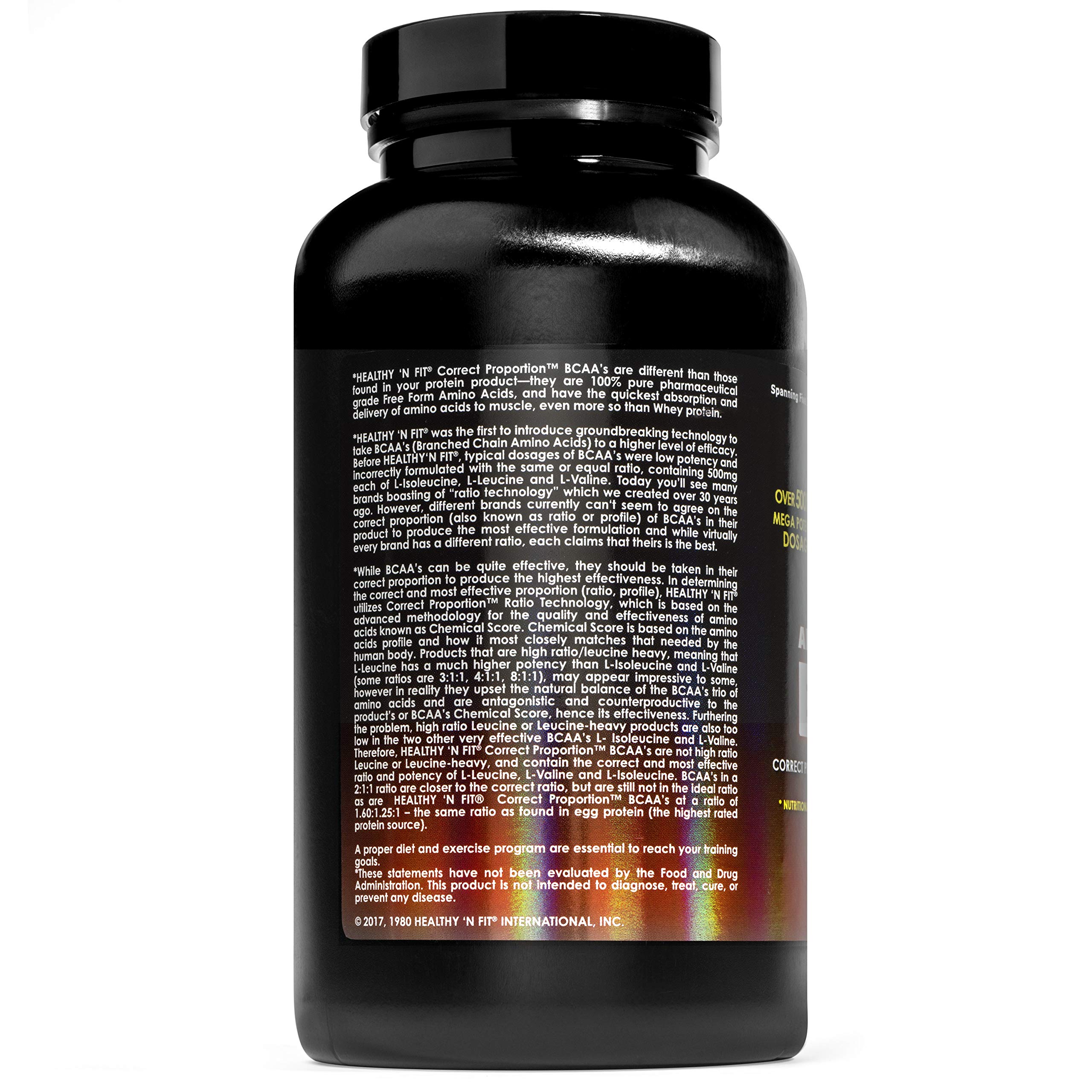 Healthy 'N Fit Anabolic Amino BCAA - 180 Caplets - Perfect Ratio Branched Chain Amino Acids for Muscle Recovery & Workout Performance | Pre & Post Workout Supplement for Athletes & Bodybuilders