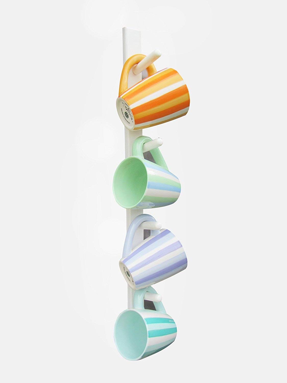 Premium White Coffee & Tea Cup Vertical Holder - Made in USA | Space-Saving Organizer for Kitchen, Office, or Dorm Room