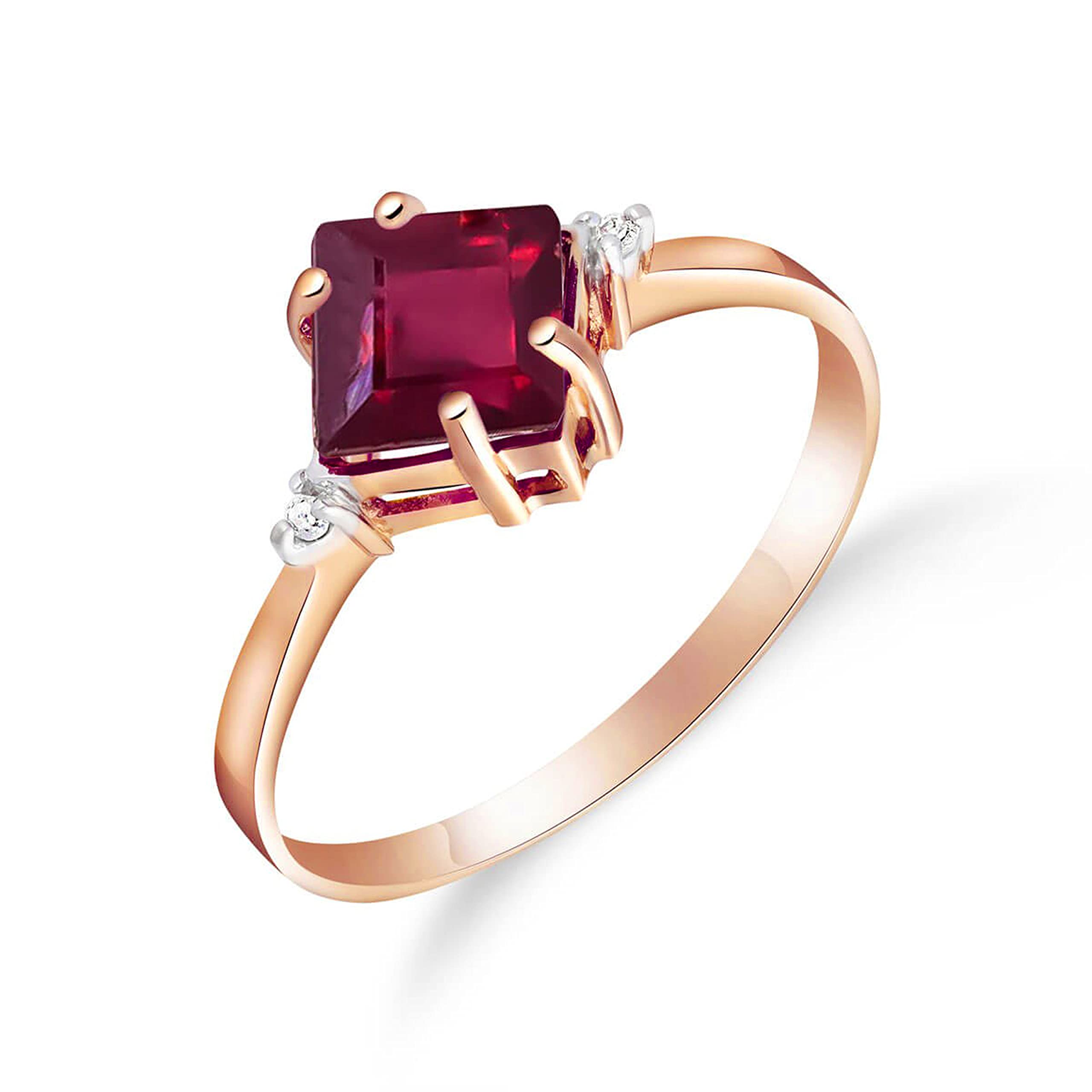 1.77 Carat Natural Garnet & Diamond 14K Solid Rose Gold Petite Ring - Elegant Square Shape for Women | Perfect for Weddings, Anniversaries & Special Occasions
