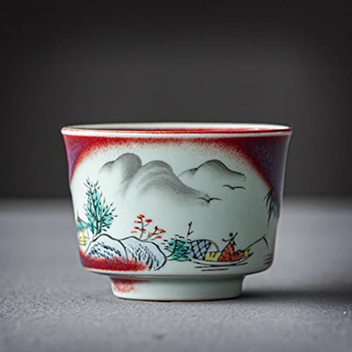 Hand-Painted Ceramic Tea Cup Set - Porcelain Small Tea Bowl with Kiln Change Glaze - Creative Master Cup for Tea Lovers - Perfect for Home, Office & Gifts