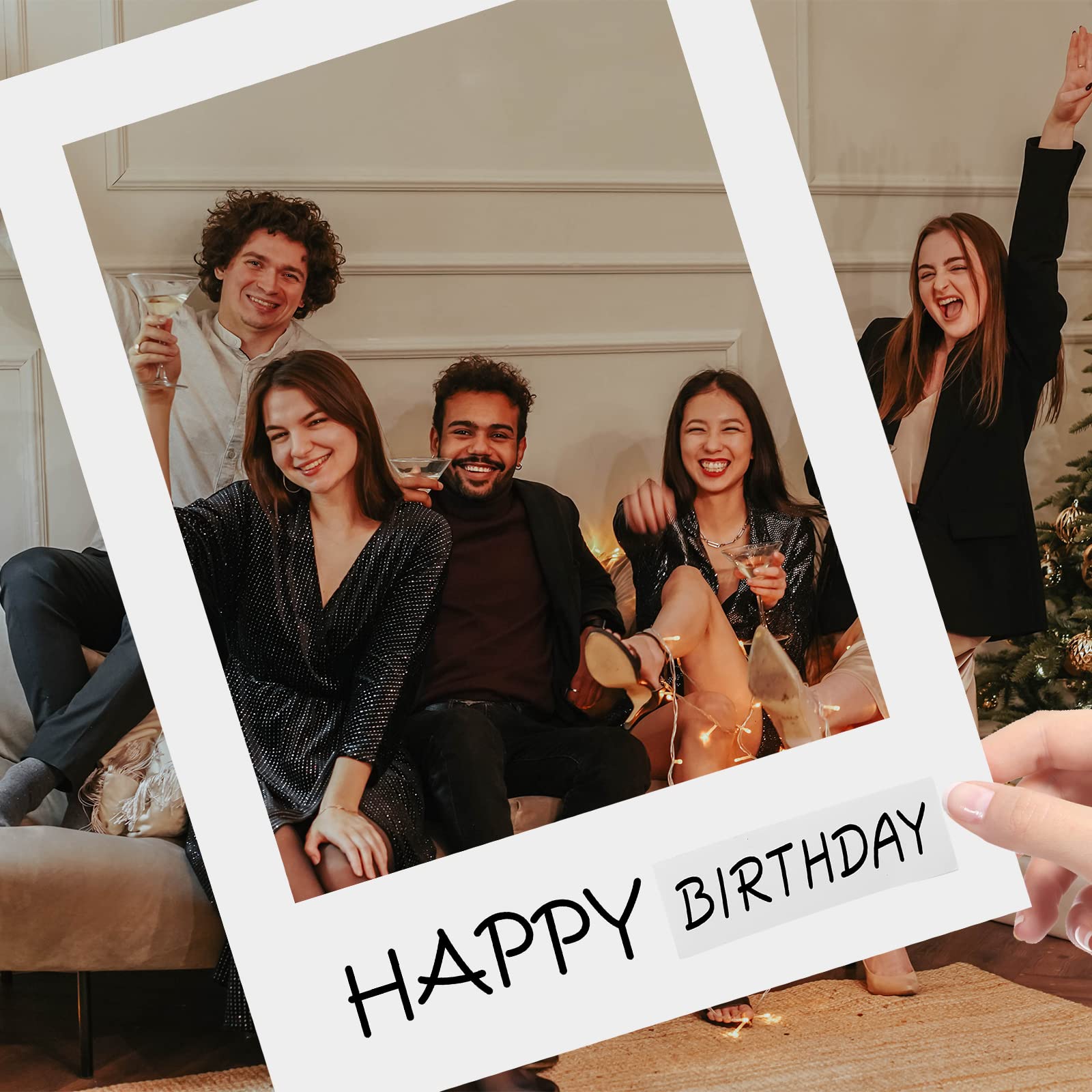 LUOEM Happy Birthday Party Photo Frame Prop - DIY Paper Picture Frame Cutouts for Photo Booth Decorations | Perfect for Birthday Parties, Baby Showers & Celebrations
