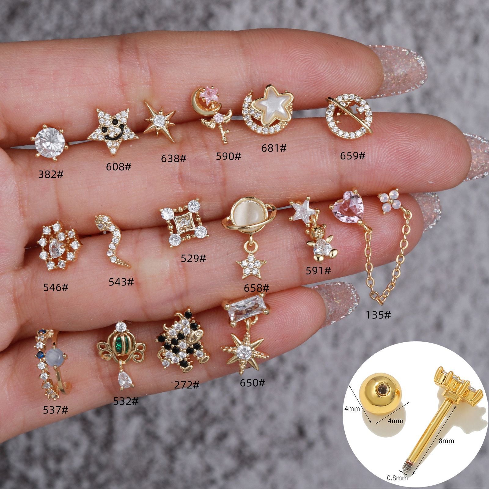 20G Star Emoji Conch Double Piercing Earrings - Trendy Cartilage Ear Jewelry for Women | EGD0382 | Perfect for Parties, Festivals and Everyday Fashion Accessories