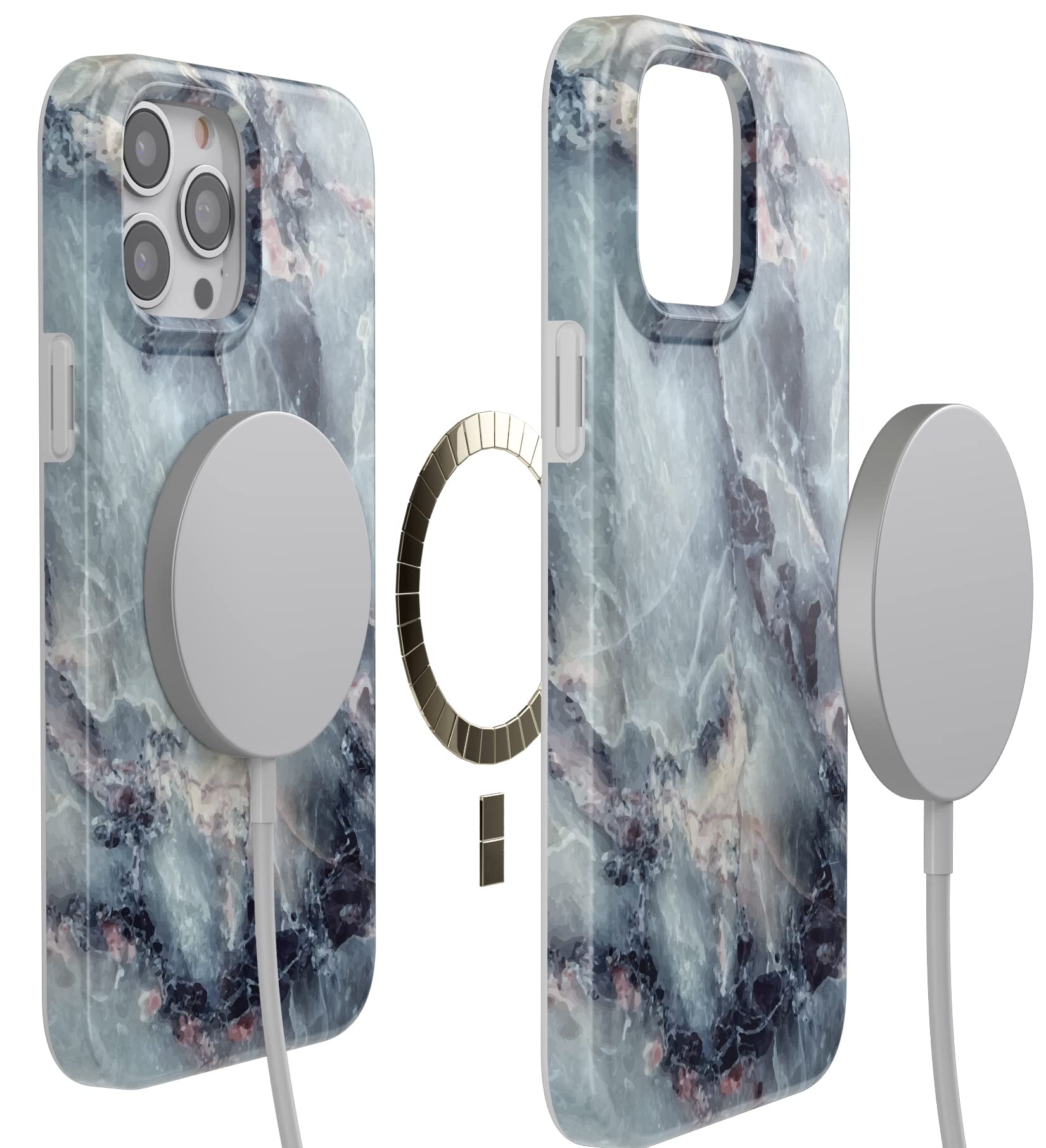 Casely iPhone 13 Pro Max Case with MagSafe - Shockproof Protective Cover, Blue Marble Design | Slim Fit & Wireless Charging Compatible | Perfect for Everyday Use, Travel & Outdoor Activities